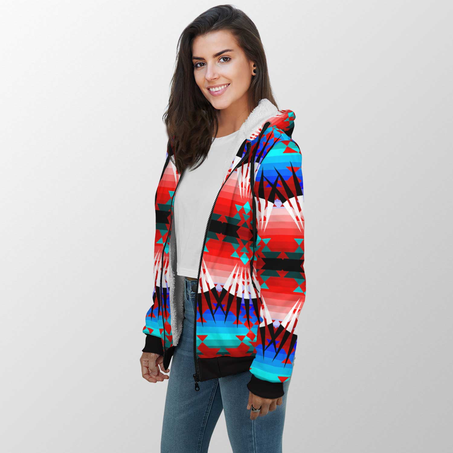 Northwest Ribbonwork Bustles Sherpa Hoodie 49 Dzine