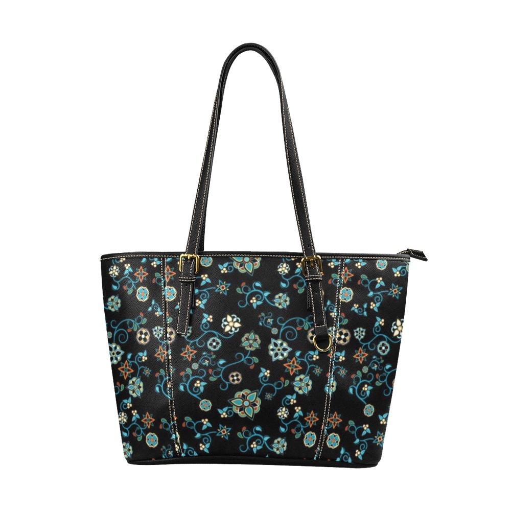 Ocean Bloom Leather Tote Bag/Large (Model 1640) Leather Tote Bag (1640) e-joyer