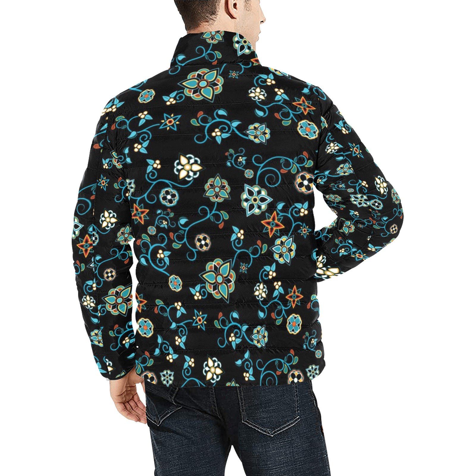 Ocean Bloom Men's Stand Collar Padded Jacket (Model H41) Men's Stand Collar Padded Jacket (H41) e-joyer