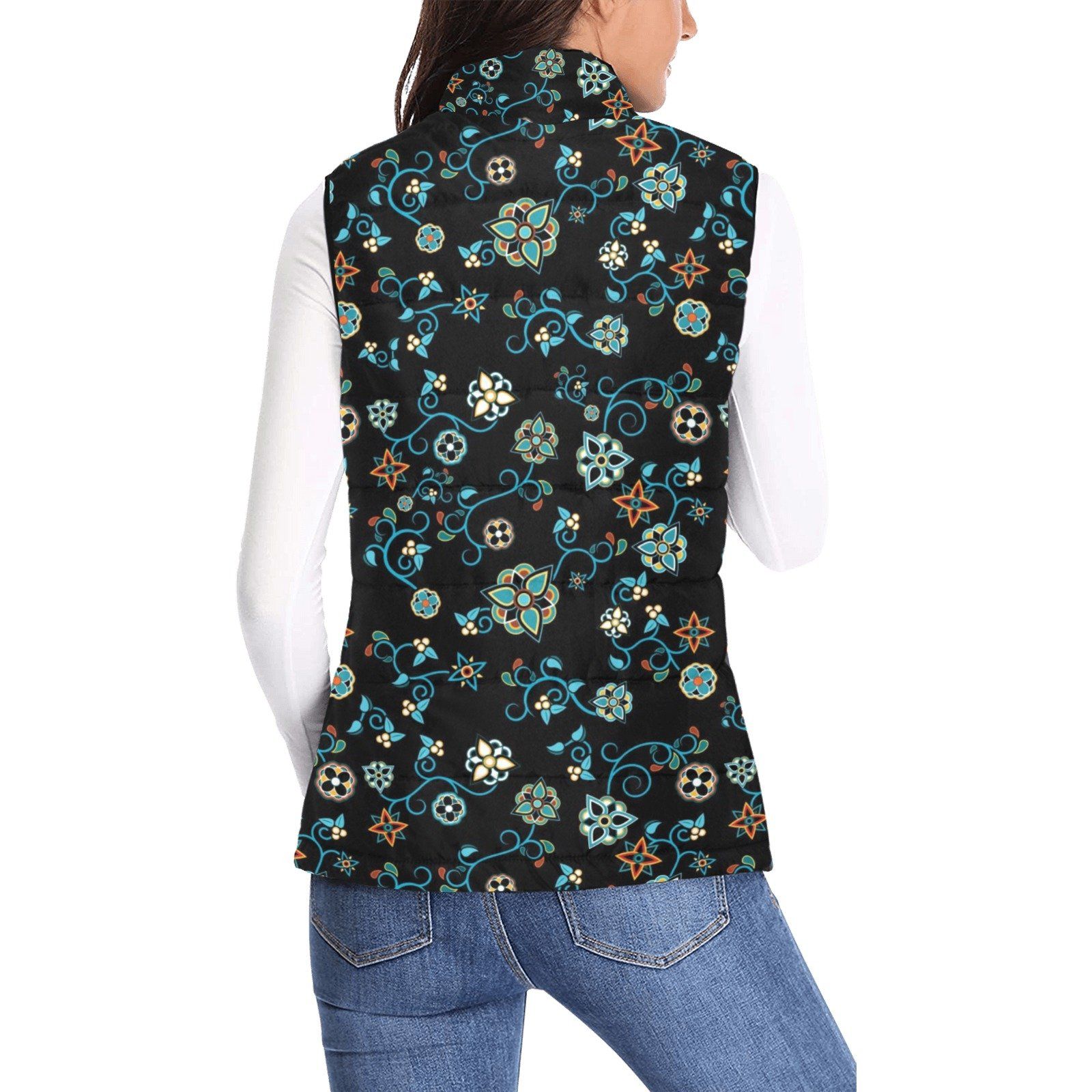 Ocean Bloom Women's Padded Vest Jacket (Model H44) Women's Padded Vest Jacket (H44) e-joyer