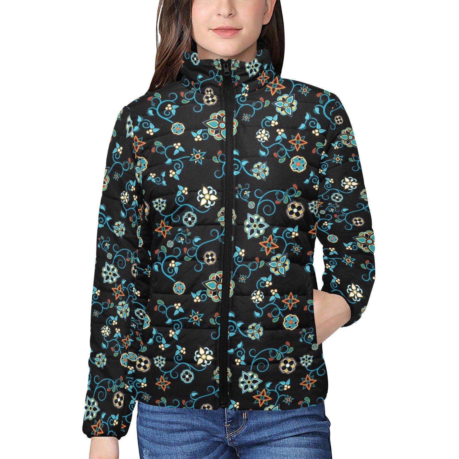 Ocean Bloom Women's Stand Collar Padded Jacket (Model H41) jacket e-joyer