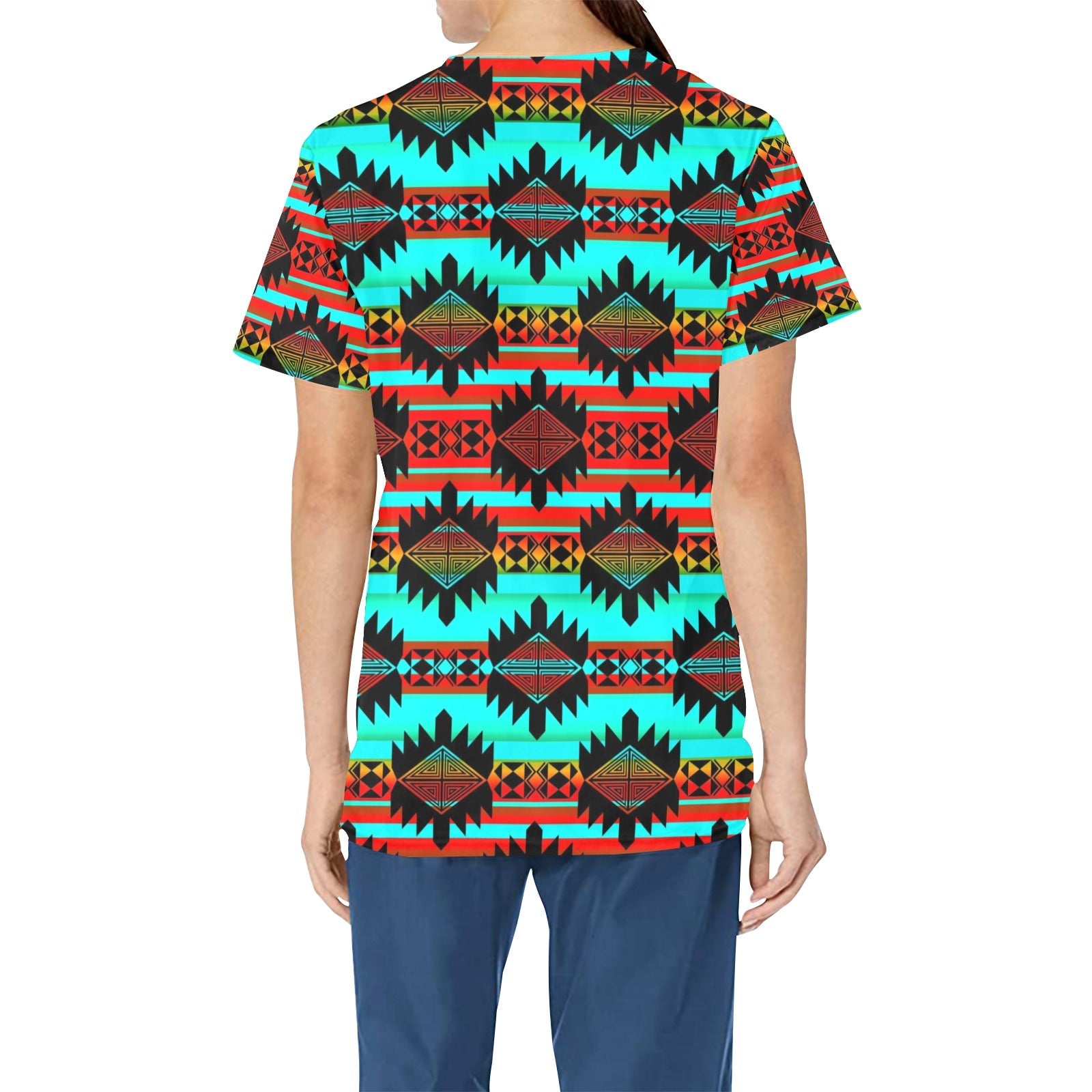 Okotoks Arrow All Over Print Scrub Top Scrub Top e-joyer