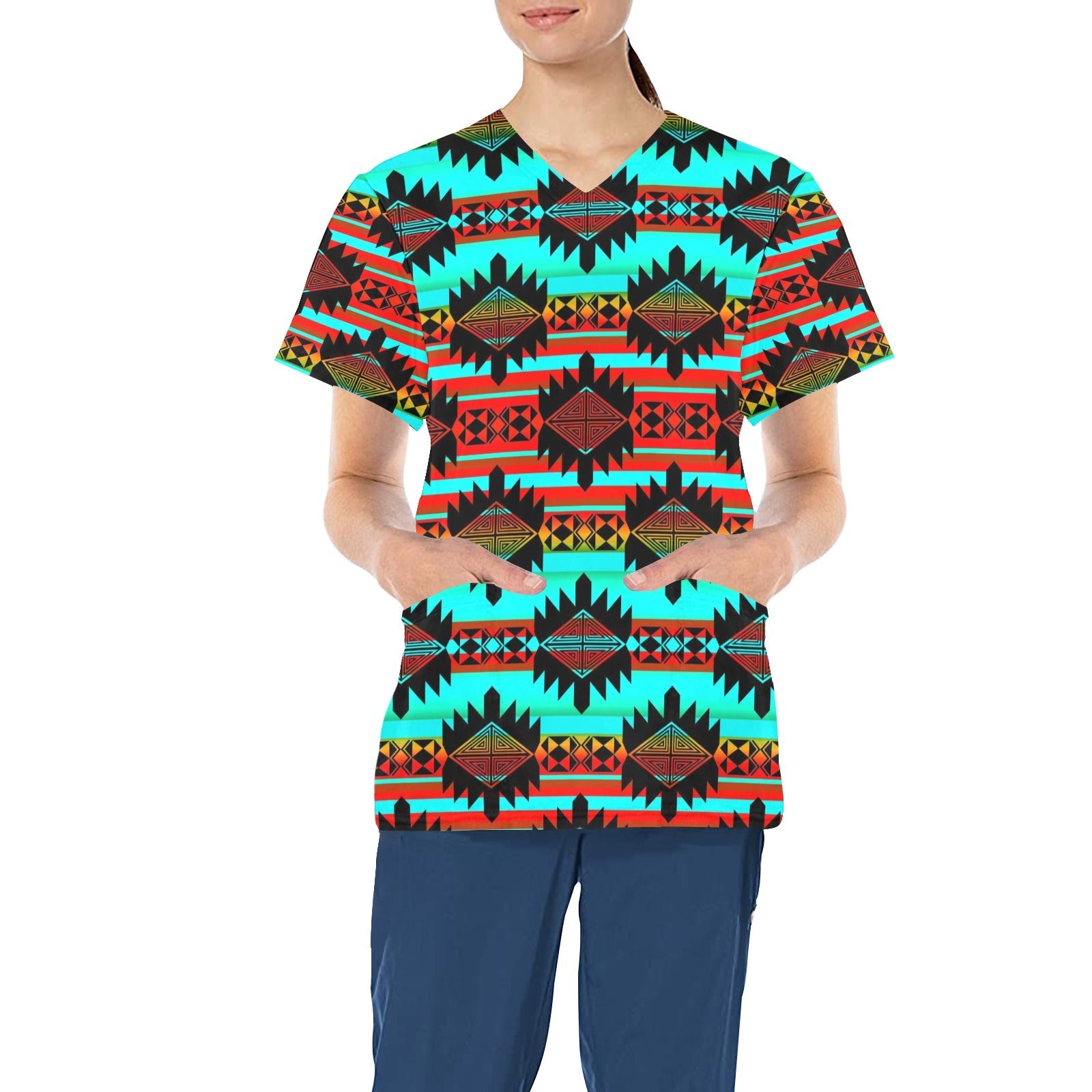 Okotoks Arrow All Over Print Scrub Top Scrub Top e-joyer