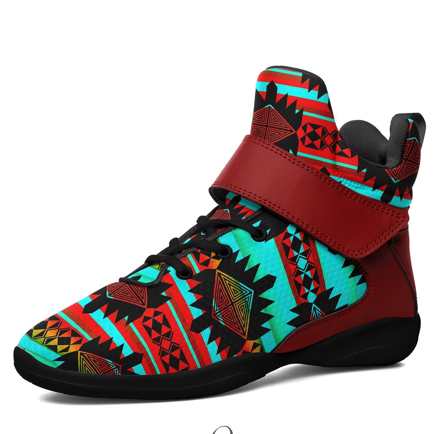 Okotoks Arrow Ipottaa Basketball / Sport High Top Shoes - Black Sole 49 Dzine US Men 7 / EUR 40 Black Sole with Dark Red Strap