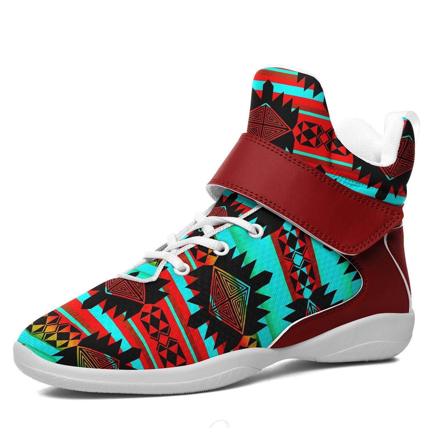 Okotoks Arrow Ipottaa Basketball / Sport High Top Shoes - White Sole 49 Dzine US Men 7 / EUR 40 White Sole with Dark Red Strap