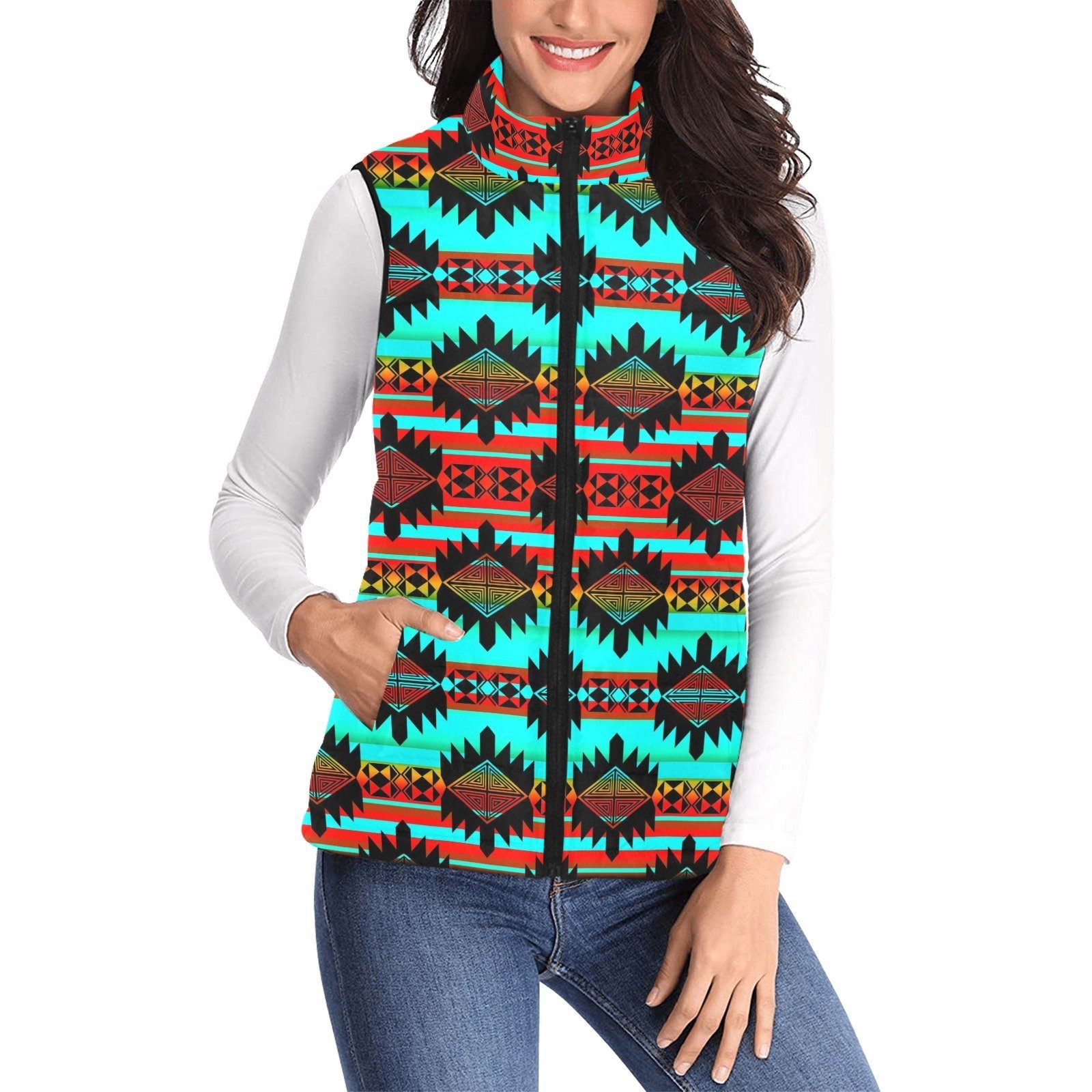 Okotoks Arrow Women's Padded Vest Jacket (Model H44) Women's Padded Vest Jacket (H44) e-joyer