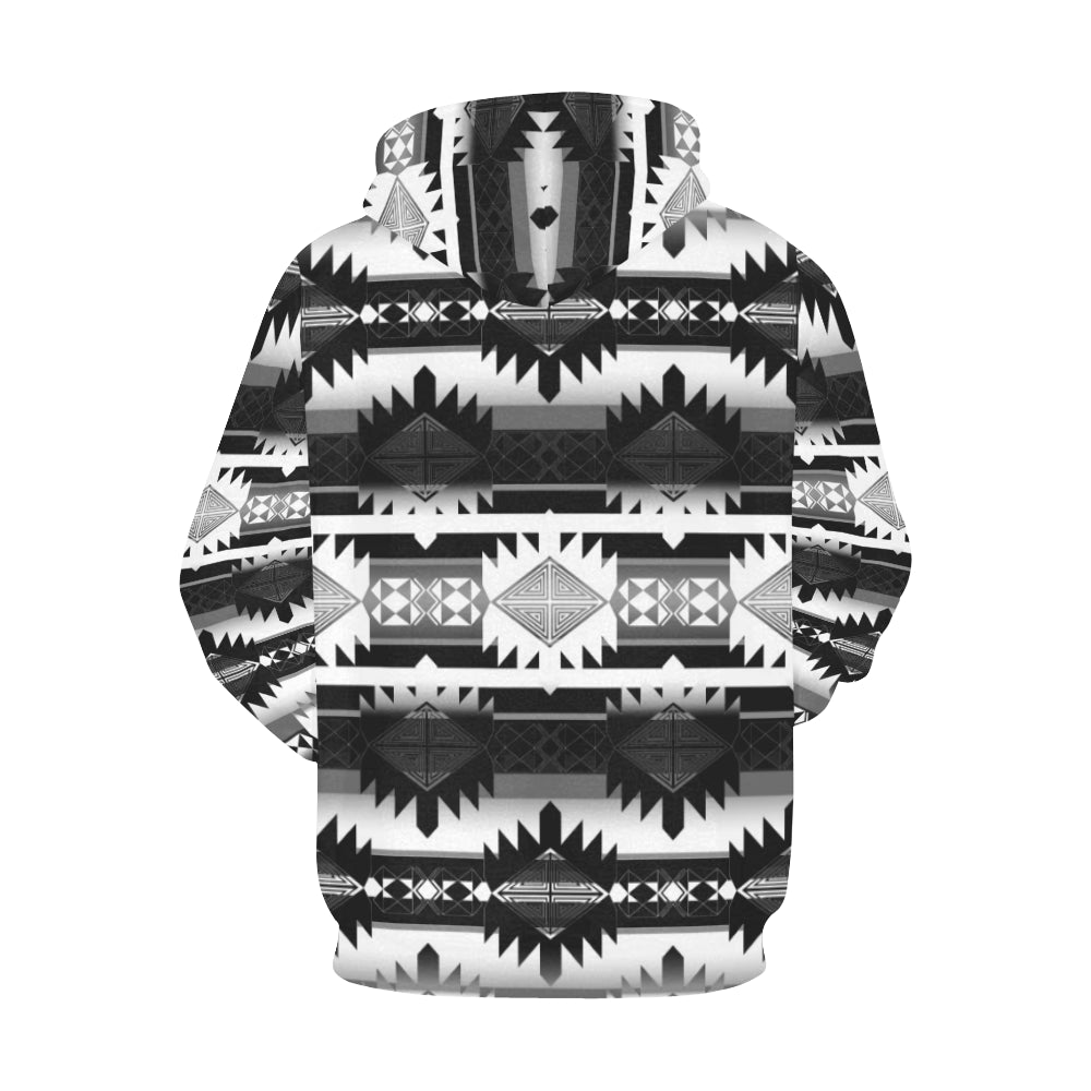 Okotoks Black and White All Over Print Hoodie for Women (USA Size) (Model H13) All Over Print Hoodie for Women (H13) e-joyer