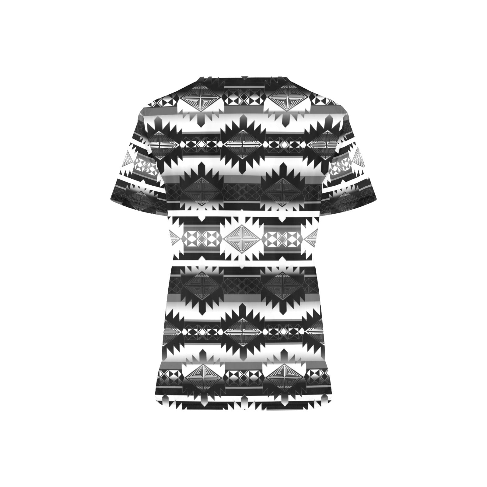Okotoks Black and White All Over Print Scrub Top Scrub Top e-joyer