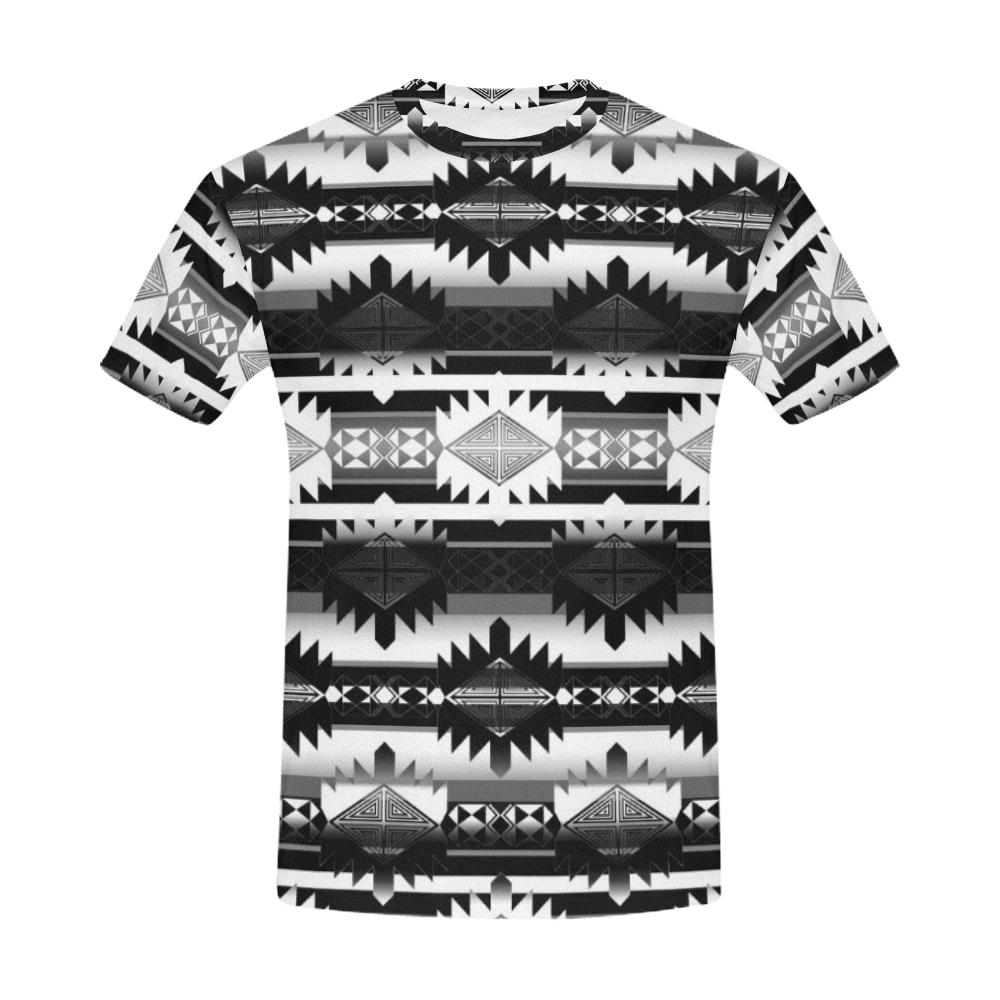 Okotoks Black and White All Over Print T-Shirt for Men (USA Size) (Model T40) All Over Print T-Shirt for Men (T40) e-joyer