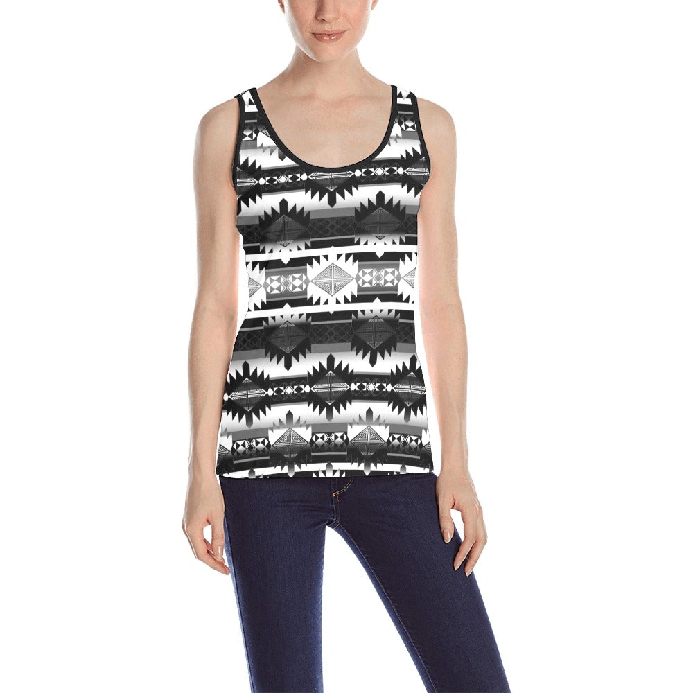 Okotoks Black and White All Over Print Tank Top for Women (Model T43) All Over Print Tank Top for Women (T43) e-joyer