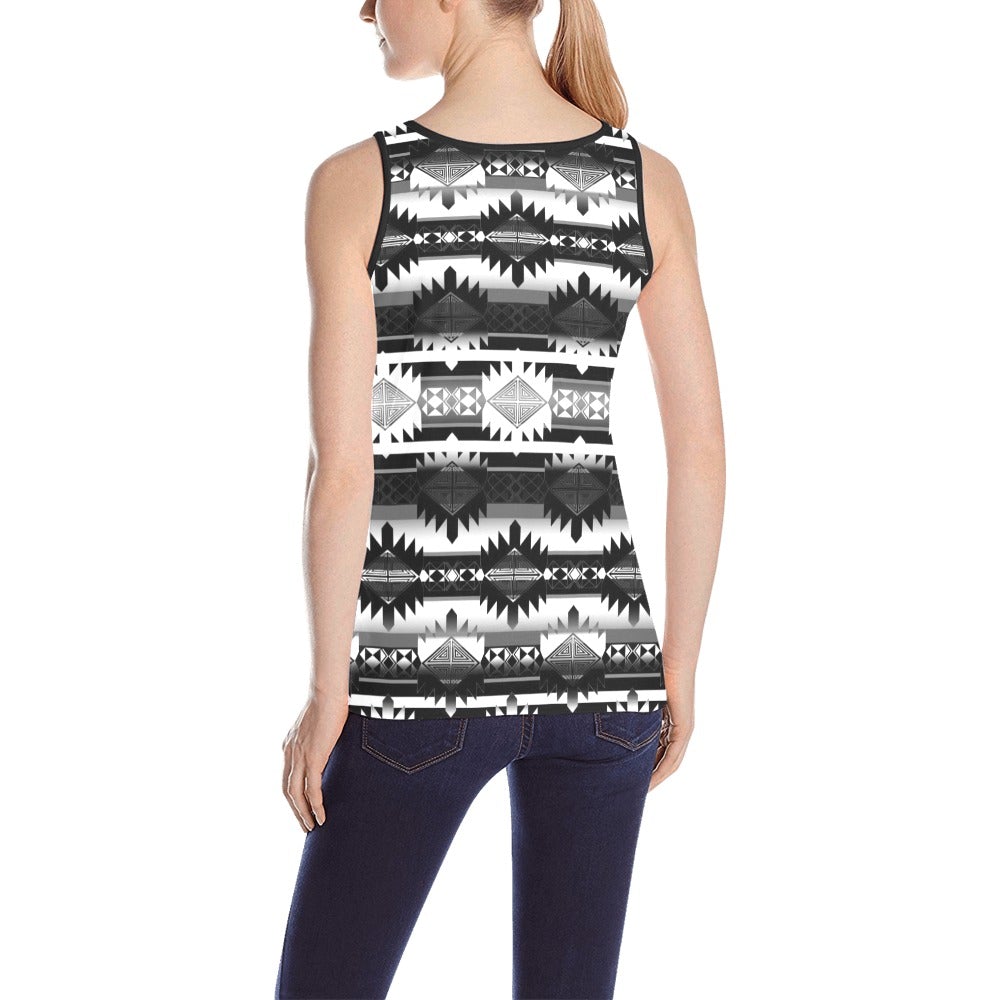 Okotoks Black and White All Over Print Tank Top for Women (Model T43) All Over Print Tank Top for Women (T43) e-joyer