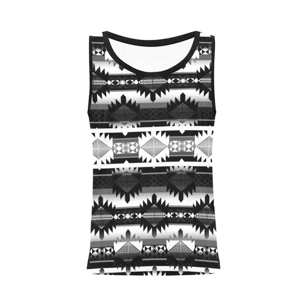 Okotoks Black and White All Over Print Tank Top for Women (Model T43) All Over Print Tank Top for Women (T43) e-joyer