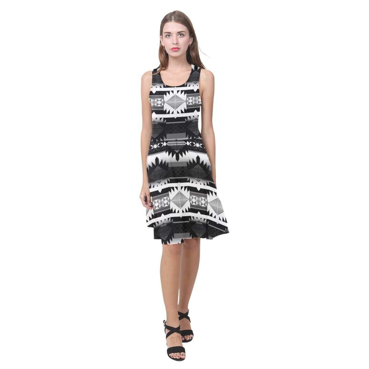 Okotoks Black and White Atalanta Casual Sundress(Model D04) Atalanta Sundress (D04) e-joyer