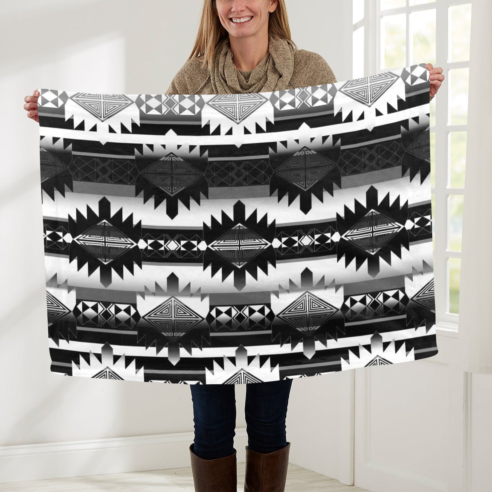 Okotoks Black and White Baby Blanket 30"x40" Baby Blanket 30"x40" e-joyer