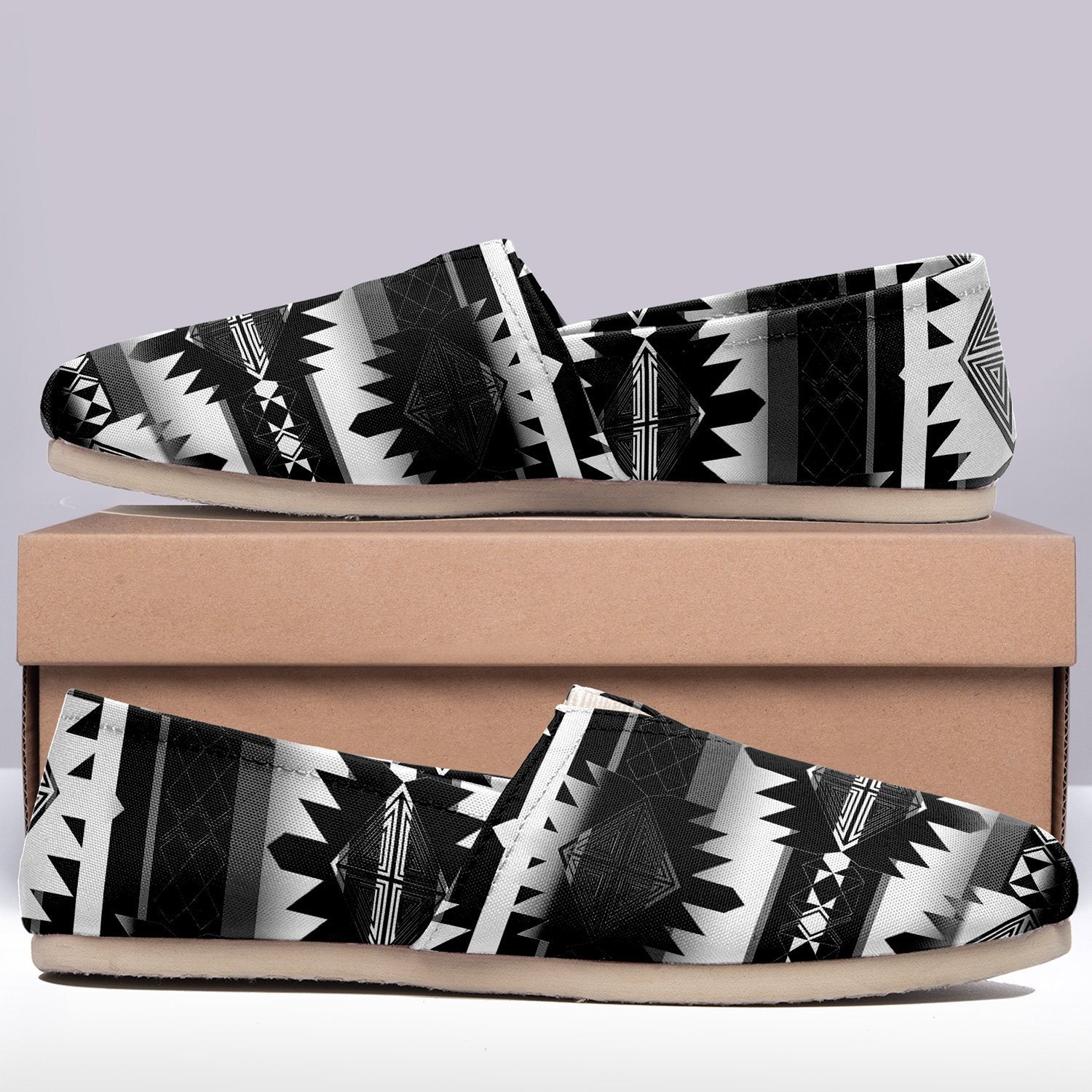 Okotoks Black and White Casual Unisex Slip On Shoe Herman