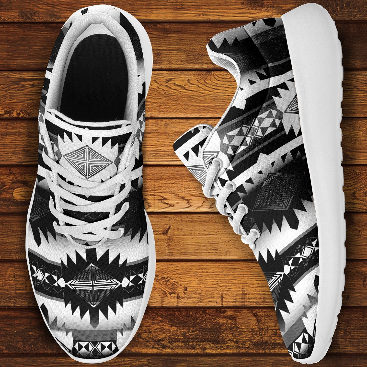 Okotoks Black and White Ikkaayi Sport Sneakers 49 Dzine