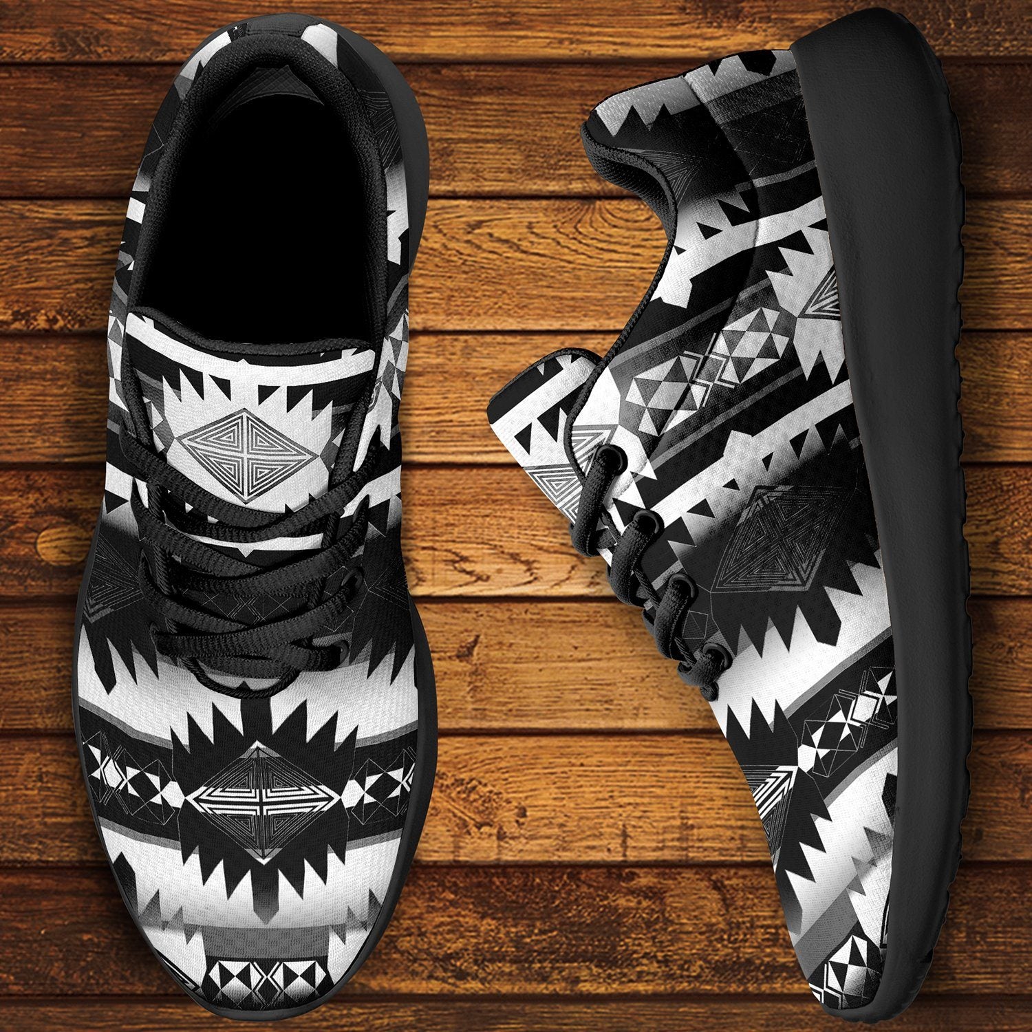 Okotoks Black and White Ikkaayi Sport Sneakers 49 Dzine