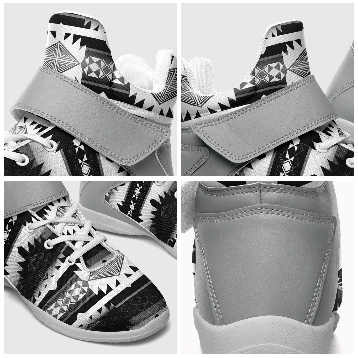 Okotoks Black and White Kid's Ipottaa Basketball / Sport High Top Shoes 49 Dzine