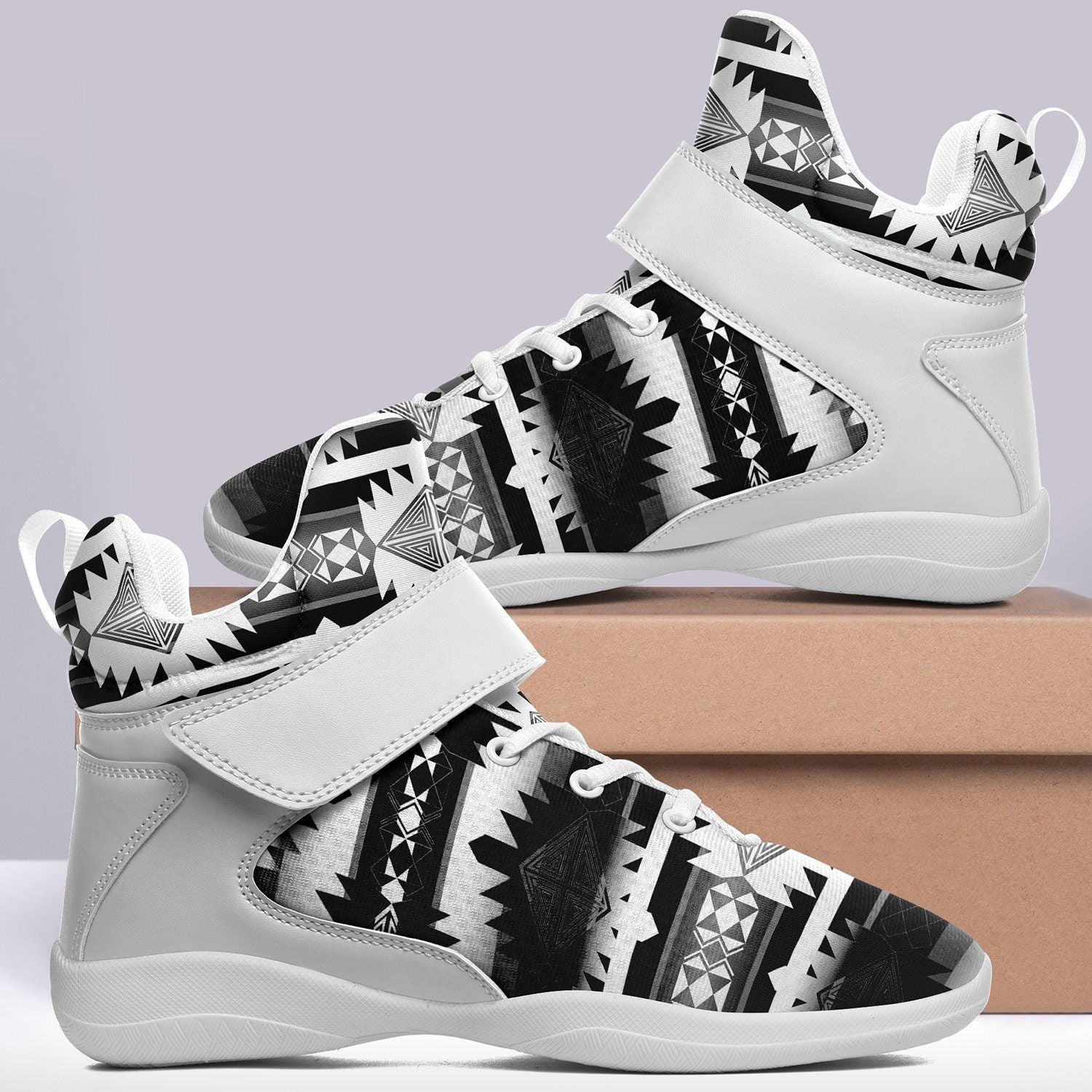 Okotoks Black and White Kid's Ipottaa Basketball / Sport High Top Shoes 49 Dzine