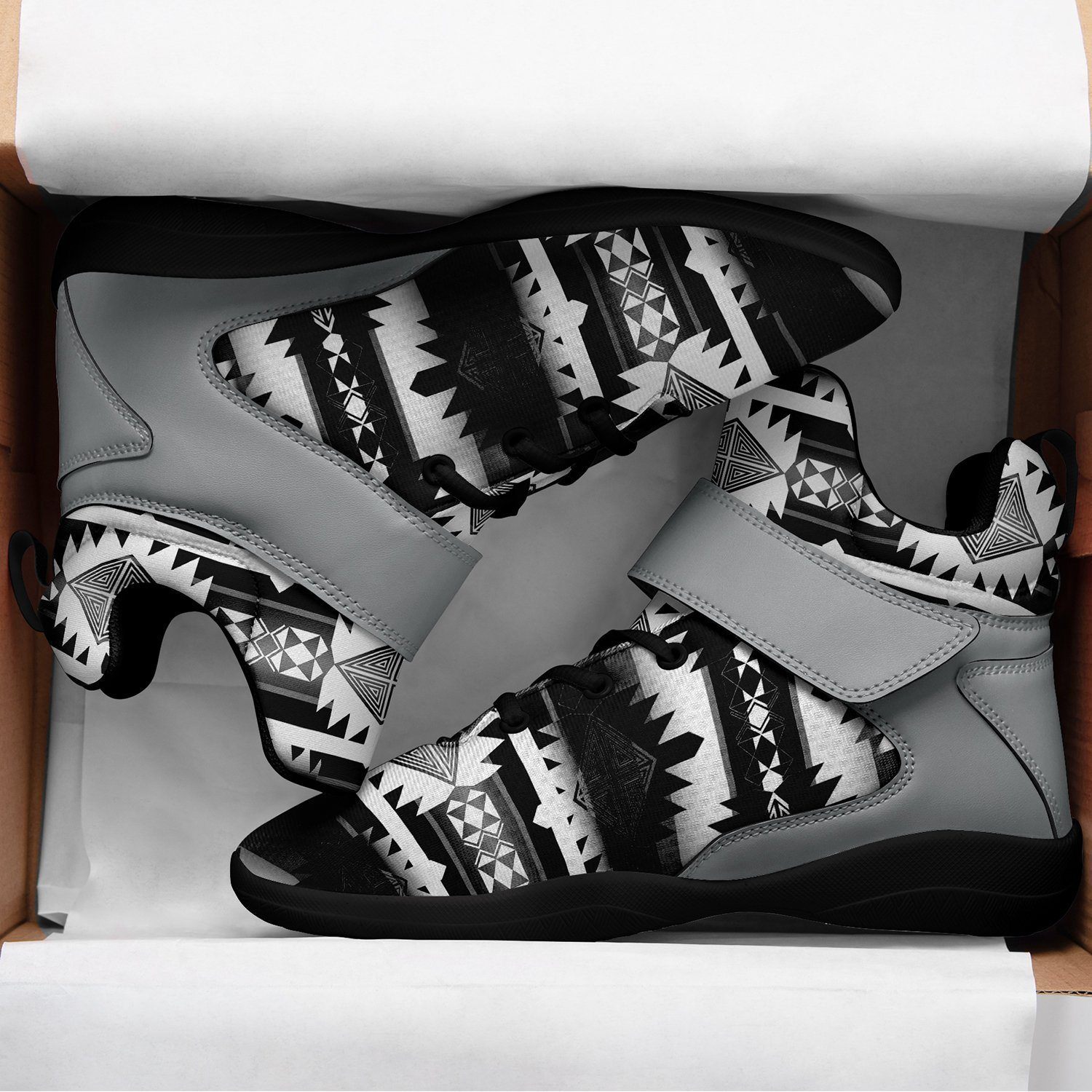 Okotoks Black and White Kid's Ipottaa Basketball / Sport High Top Shoes 49 Dzine