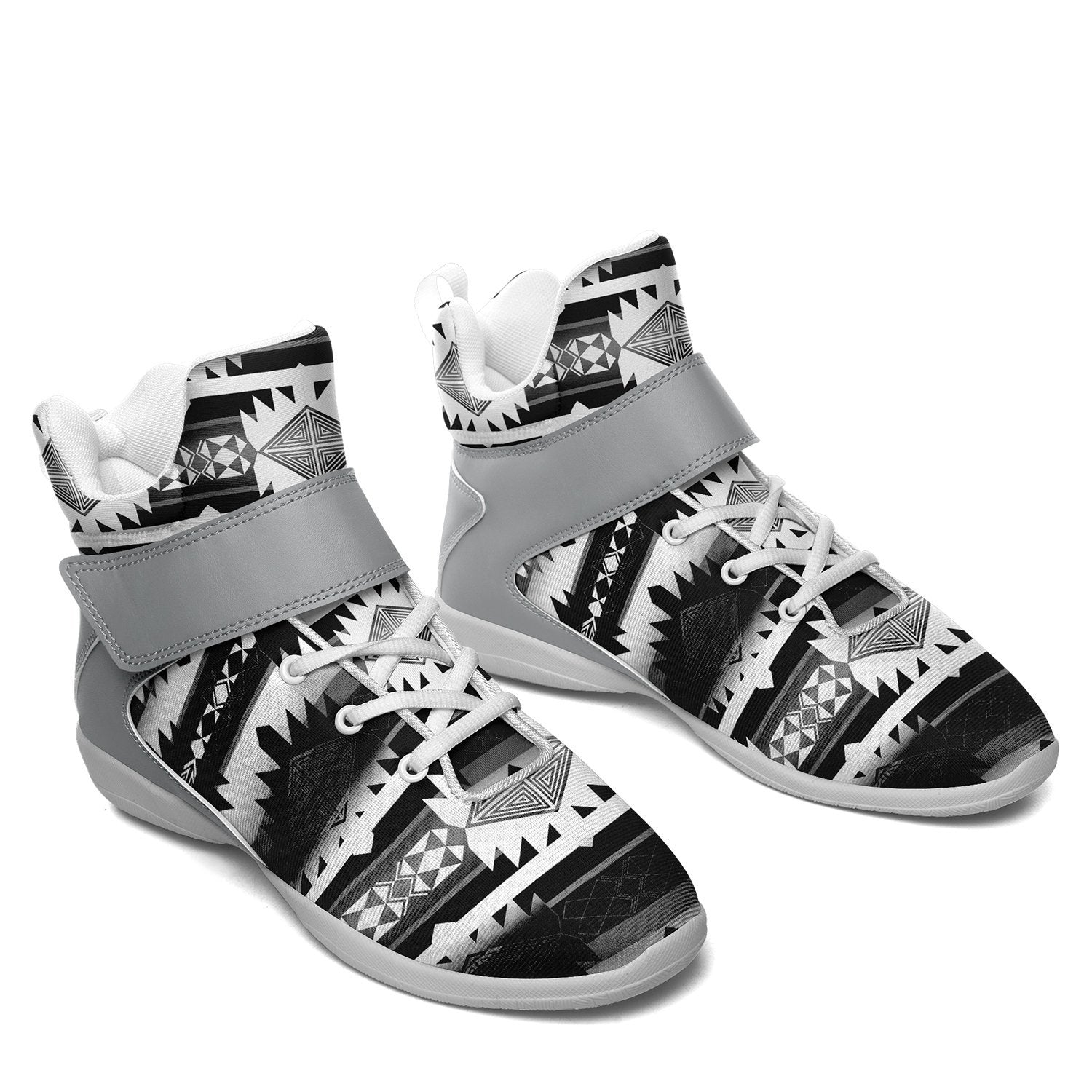 Okotoks Black and White Kid's Ipottaa Basketball / Sport High Top Shoes 49 Dzine