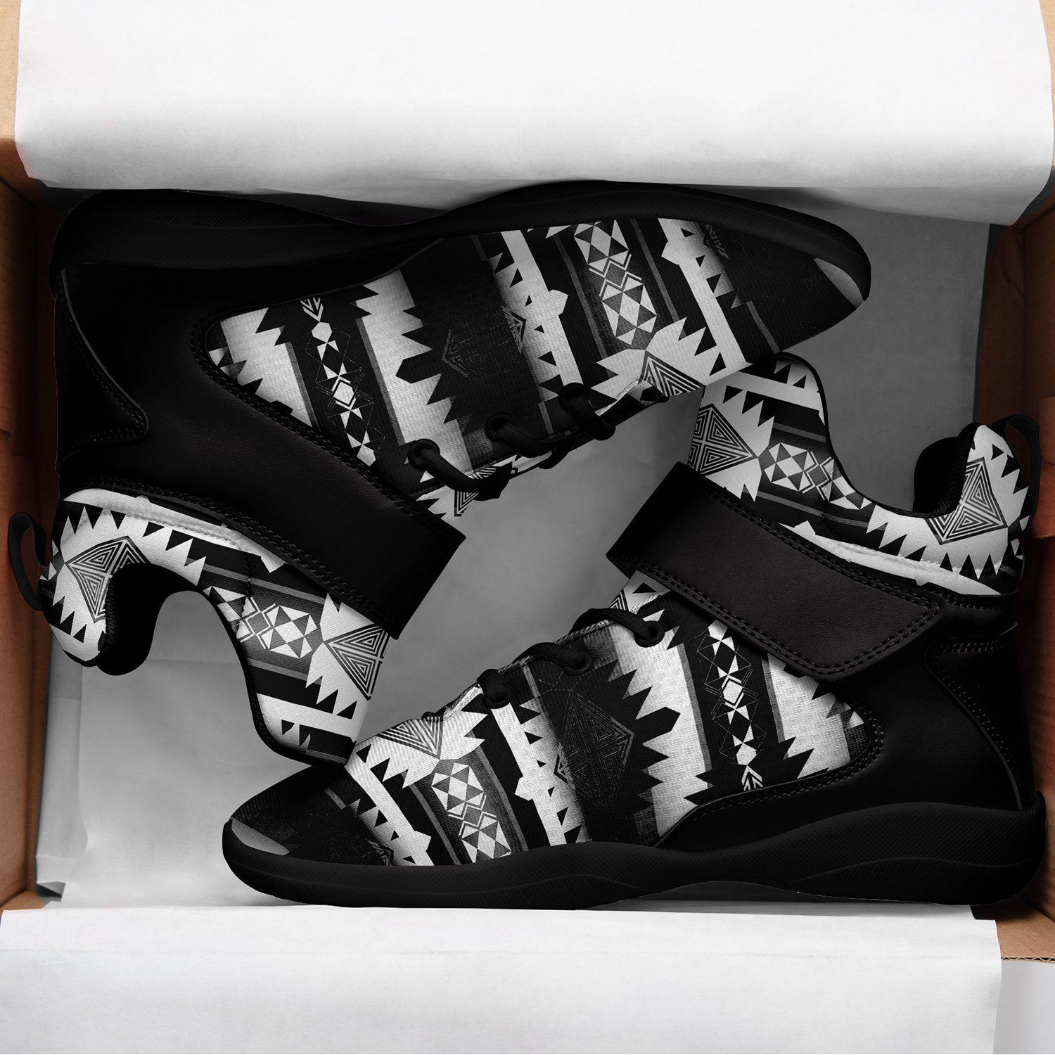 Okotoks Black and White Kid's Ipottaa Basketball / Sport High Top Shoes 49 Dzine