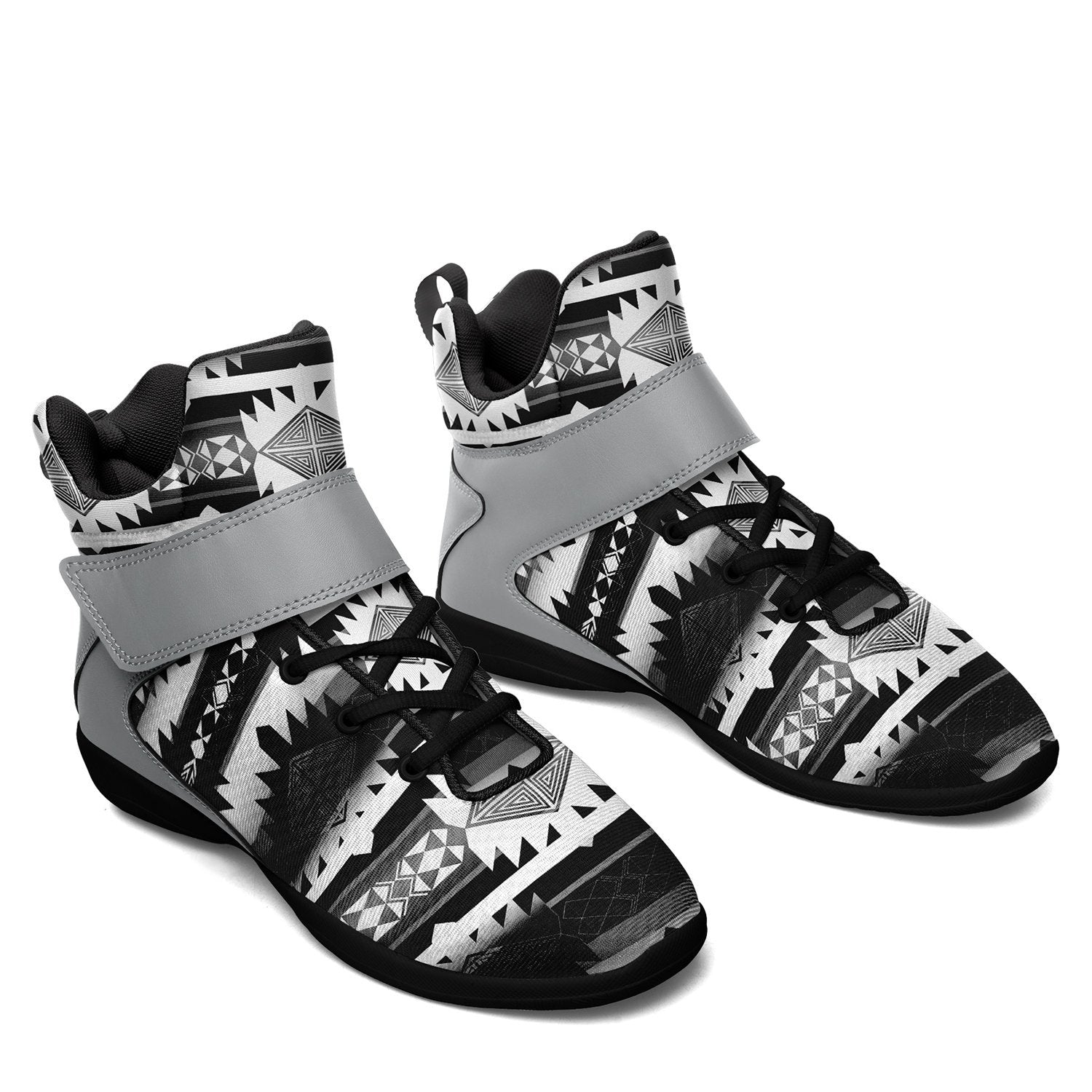 Okotoks Black and White Kid's Ipottaa Basketball / Sport High Top Shoes 49 Dzine