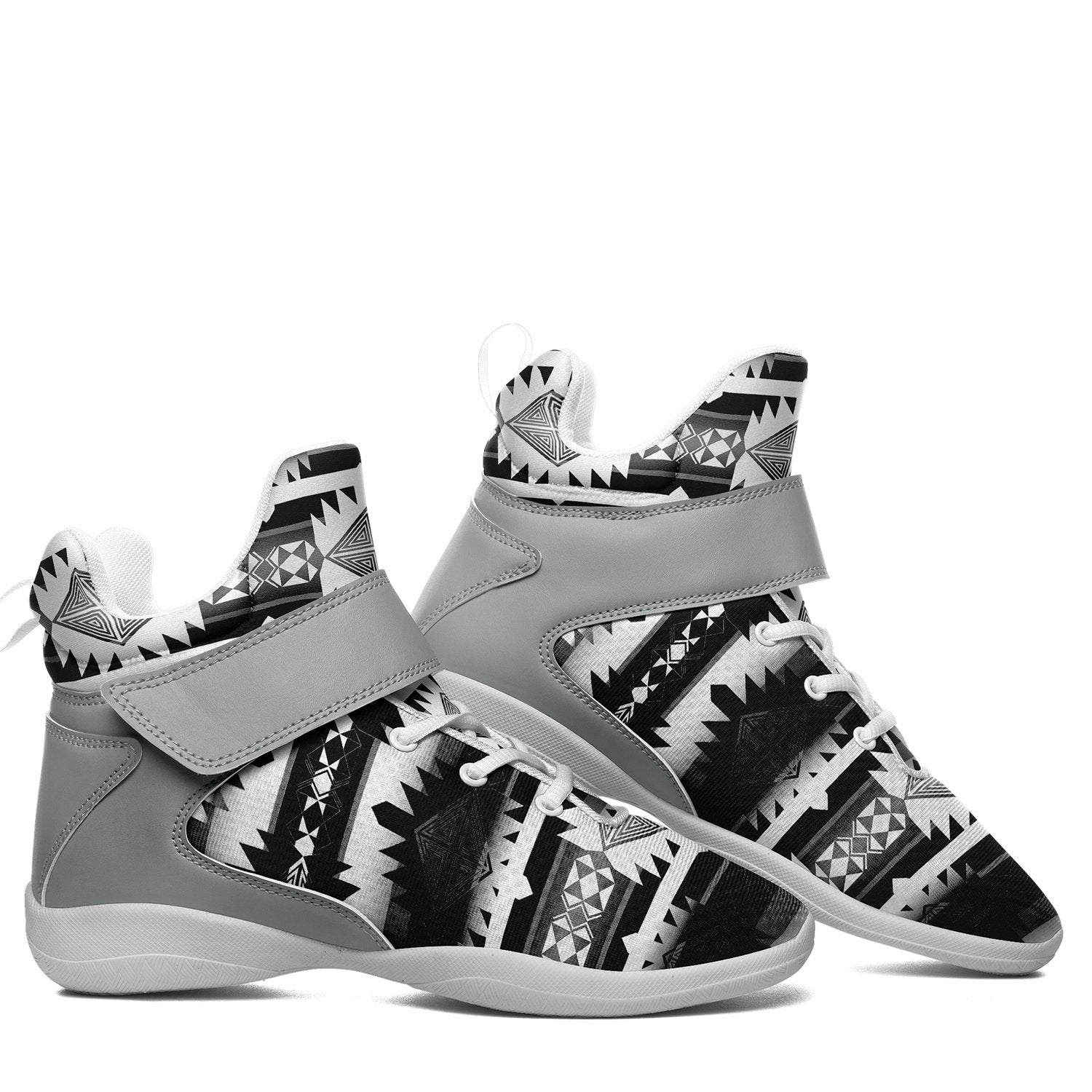 Okotoks Black and White Kid's Ipottaa Basketball / Sport High Top Shoes 49 Dzine