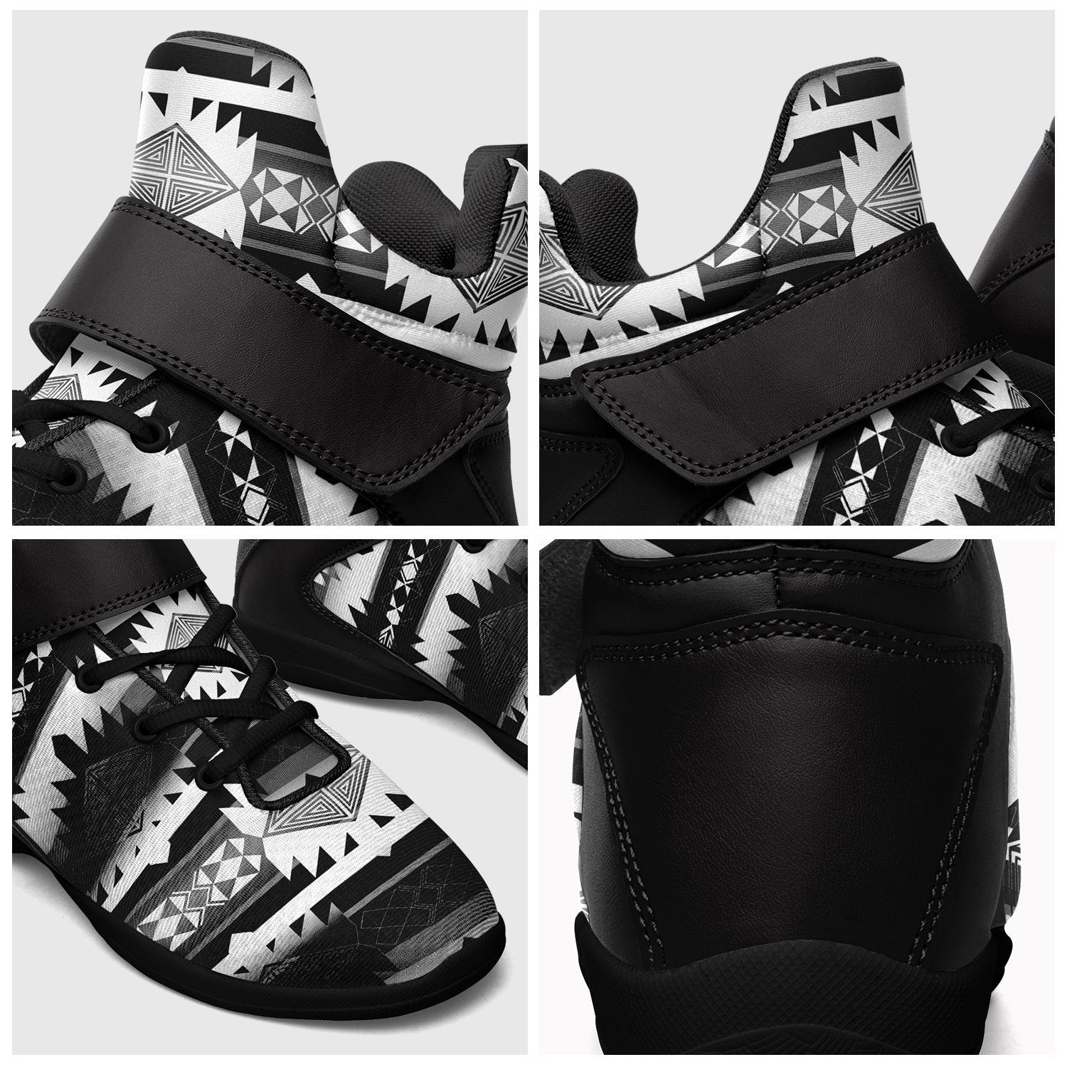 Okotoks Black and White Kid's Ipottaa Basketball / Sport High Top Shoes 49 Dzine
