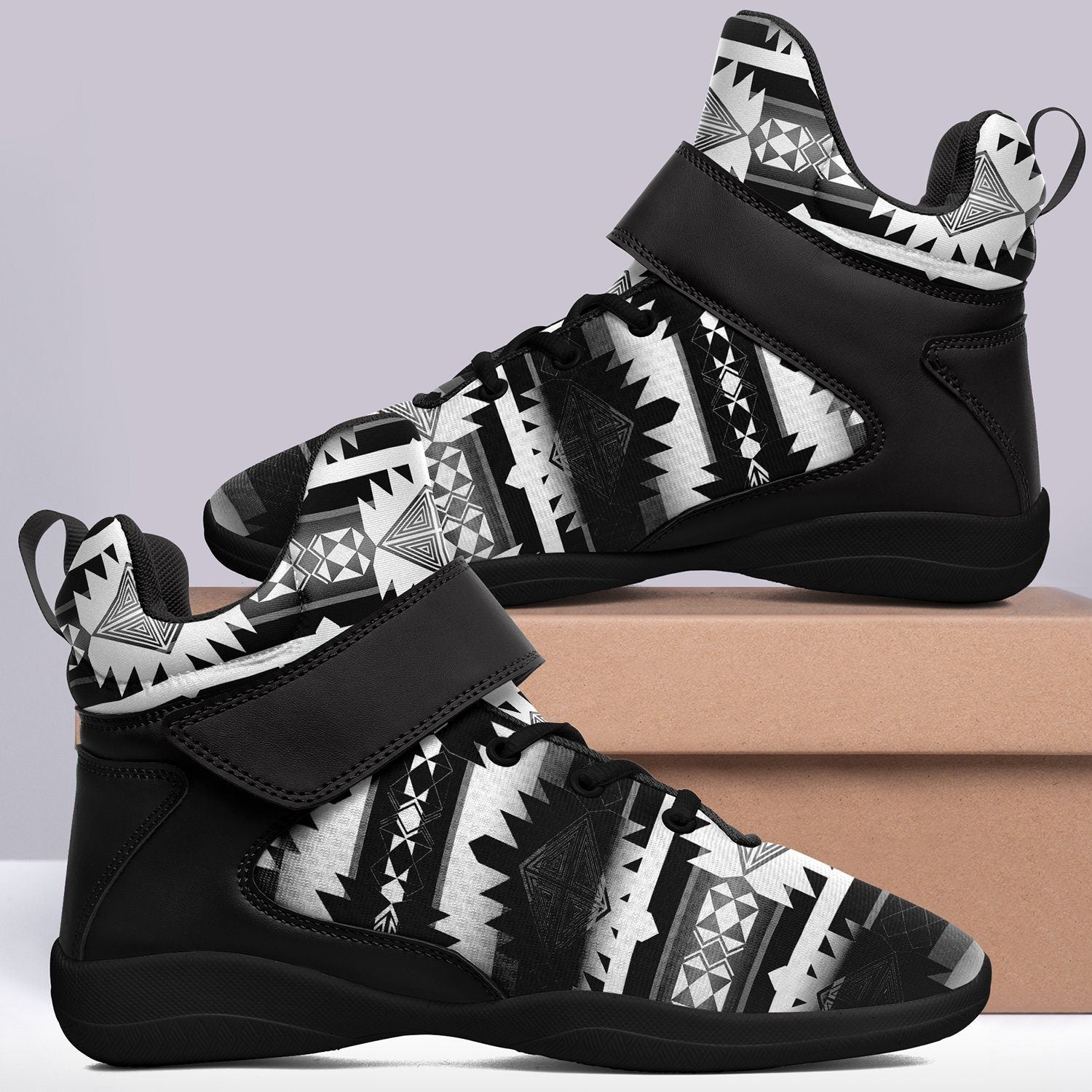 Okotoks Black and White Kid's Ipottaa Basketball / Sport High Top Shoes 49 Dzine