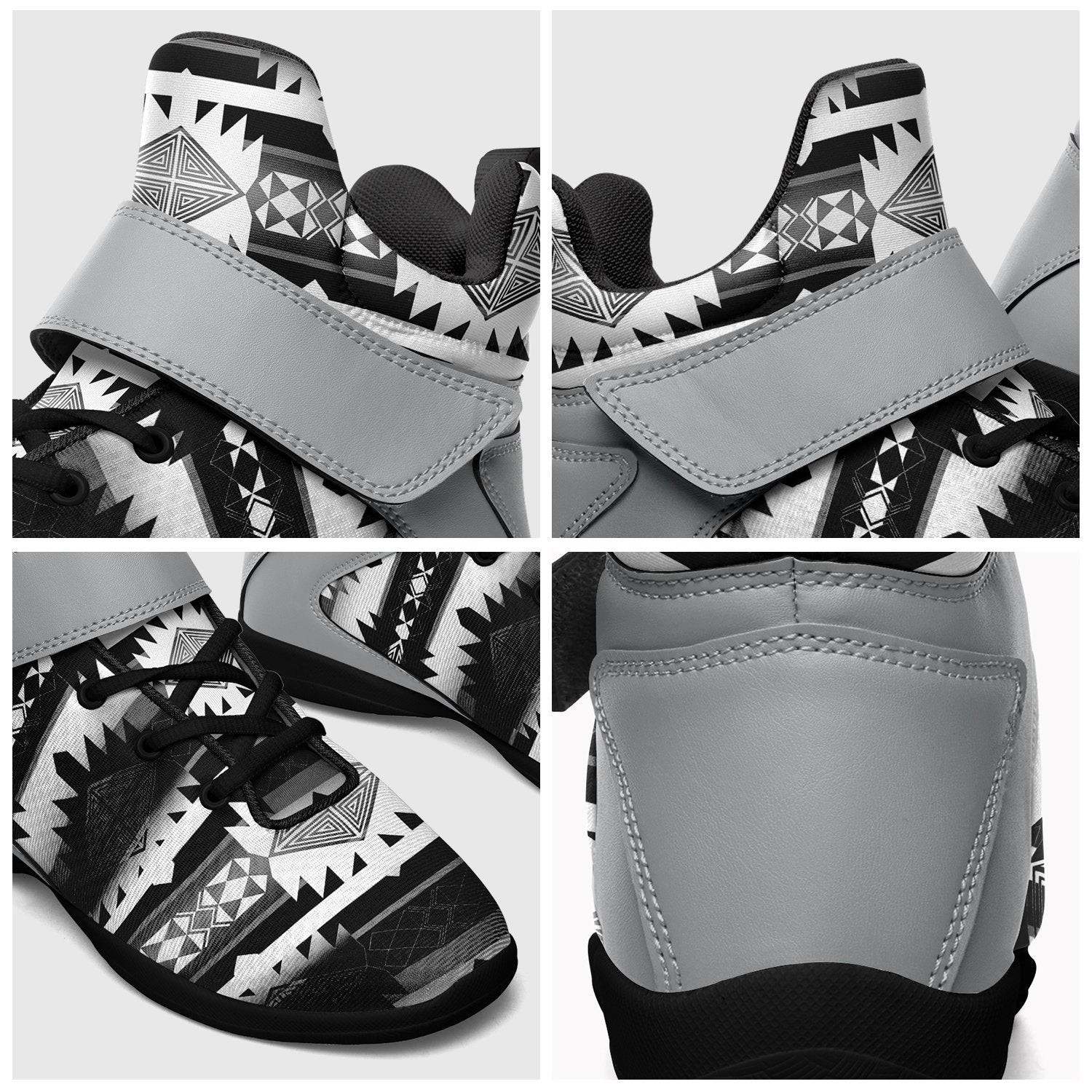 Okotoks Black and White Kid's Ipottaa Basketball / Sport High Top Shoes 49 Dzine