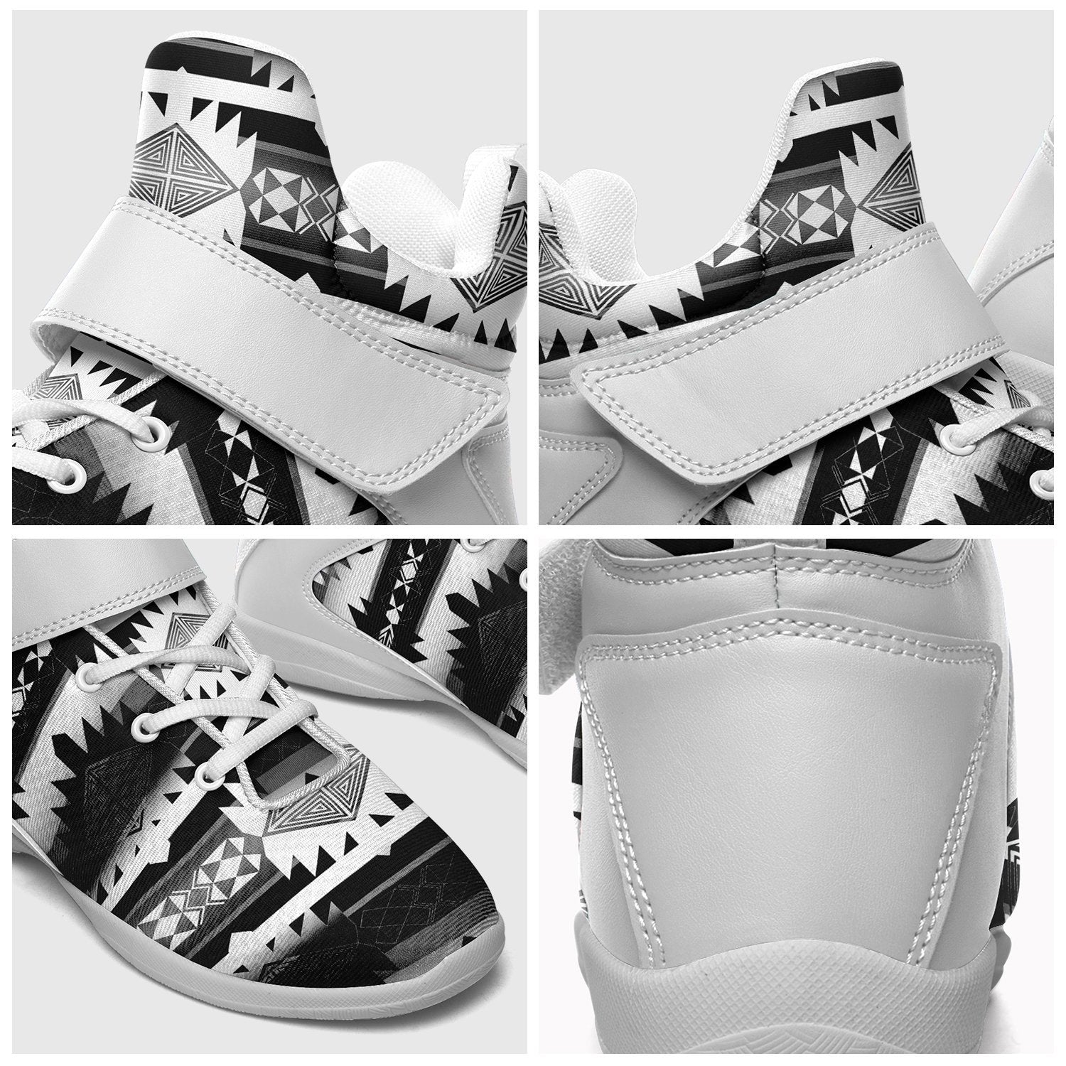 Okotoks Black and White Kid's Ipottaa Basketball / Sport High Top Shoes 49 Dzine