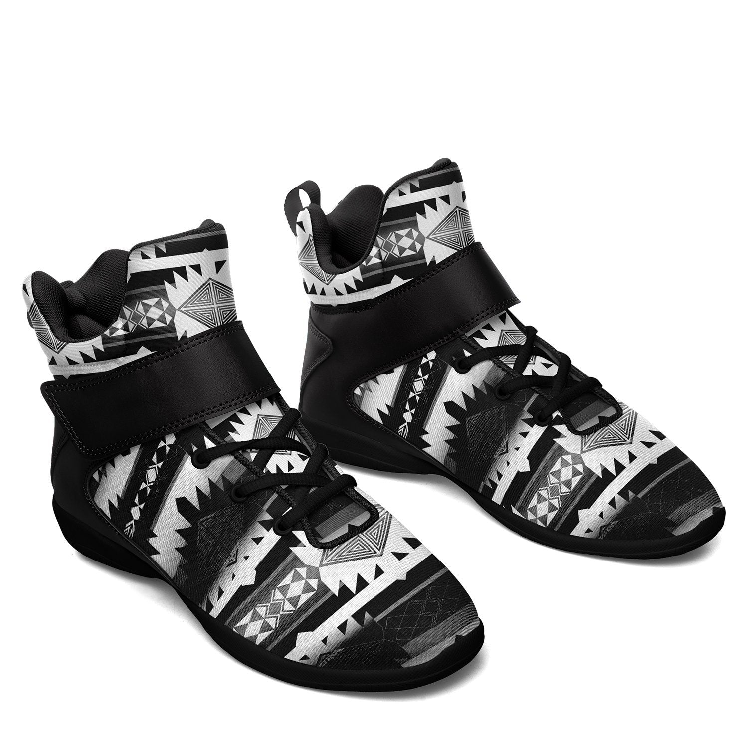 Okotoks Black and White Kid's Ipottaa Basketball / Sport High Top Shoes 49 Dzine