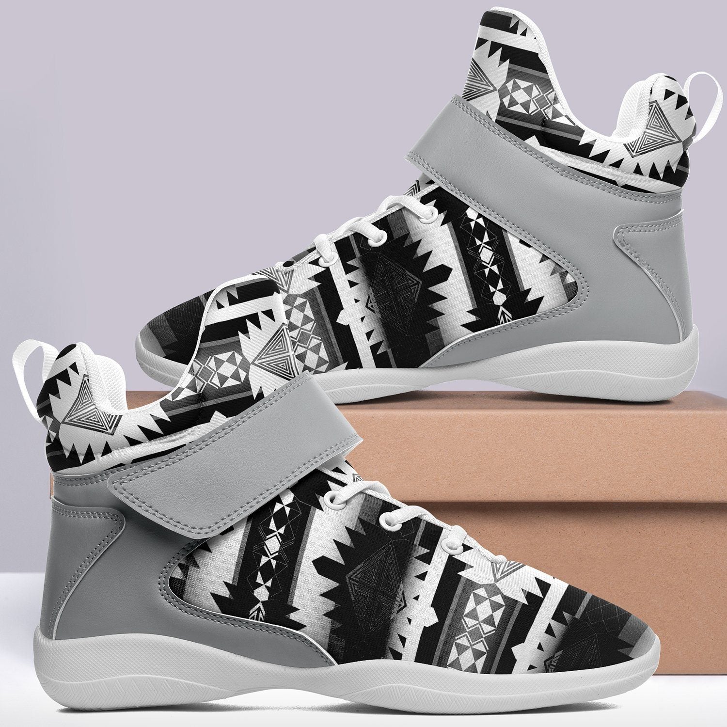 Okotoks Black and White Kid's Ipottaa Basketball / Sport High Top Shoes 49 Dzine
