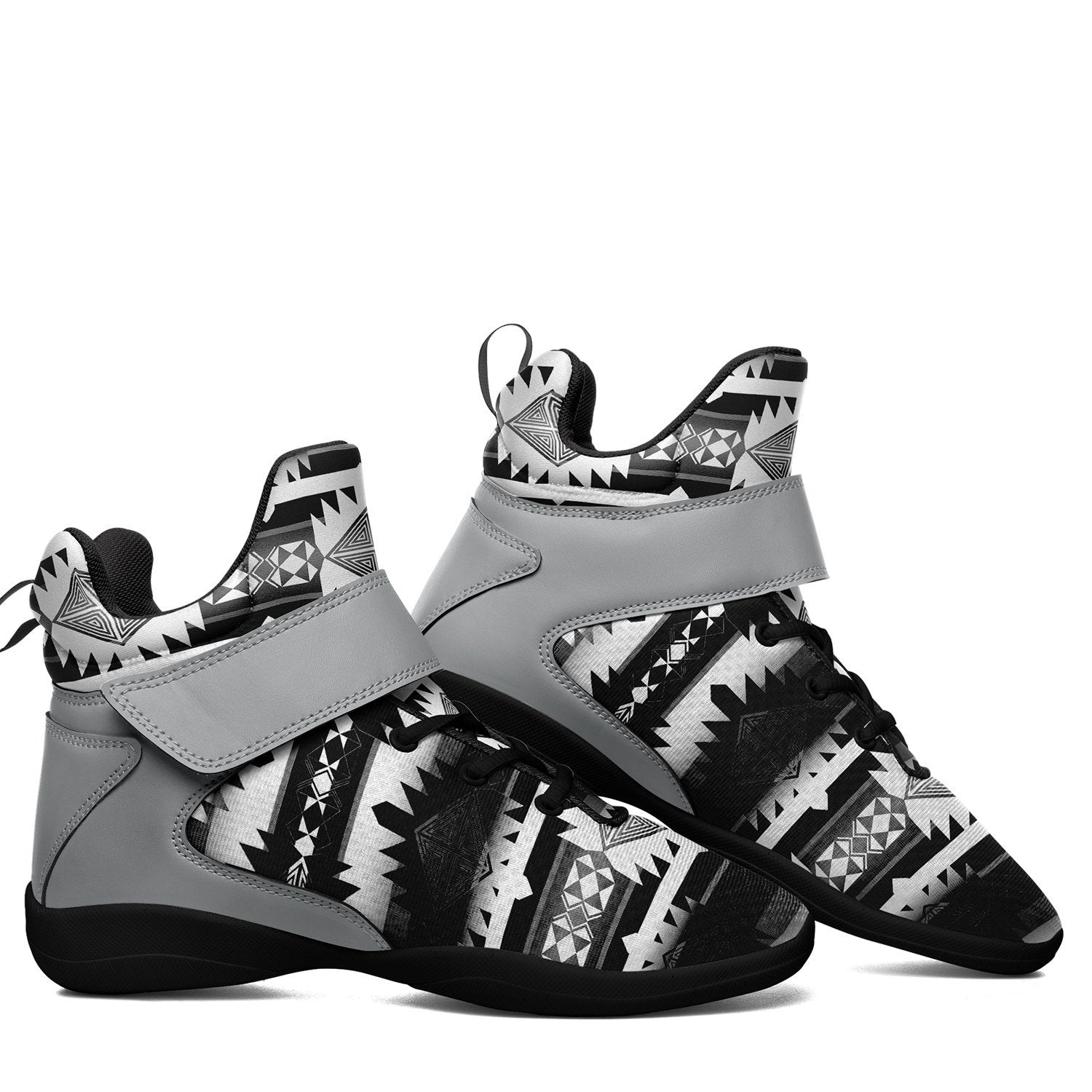 Okotoks Black and White Kid's Ipottaa Basketball / Sport High Top Shoes 49 Dzine