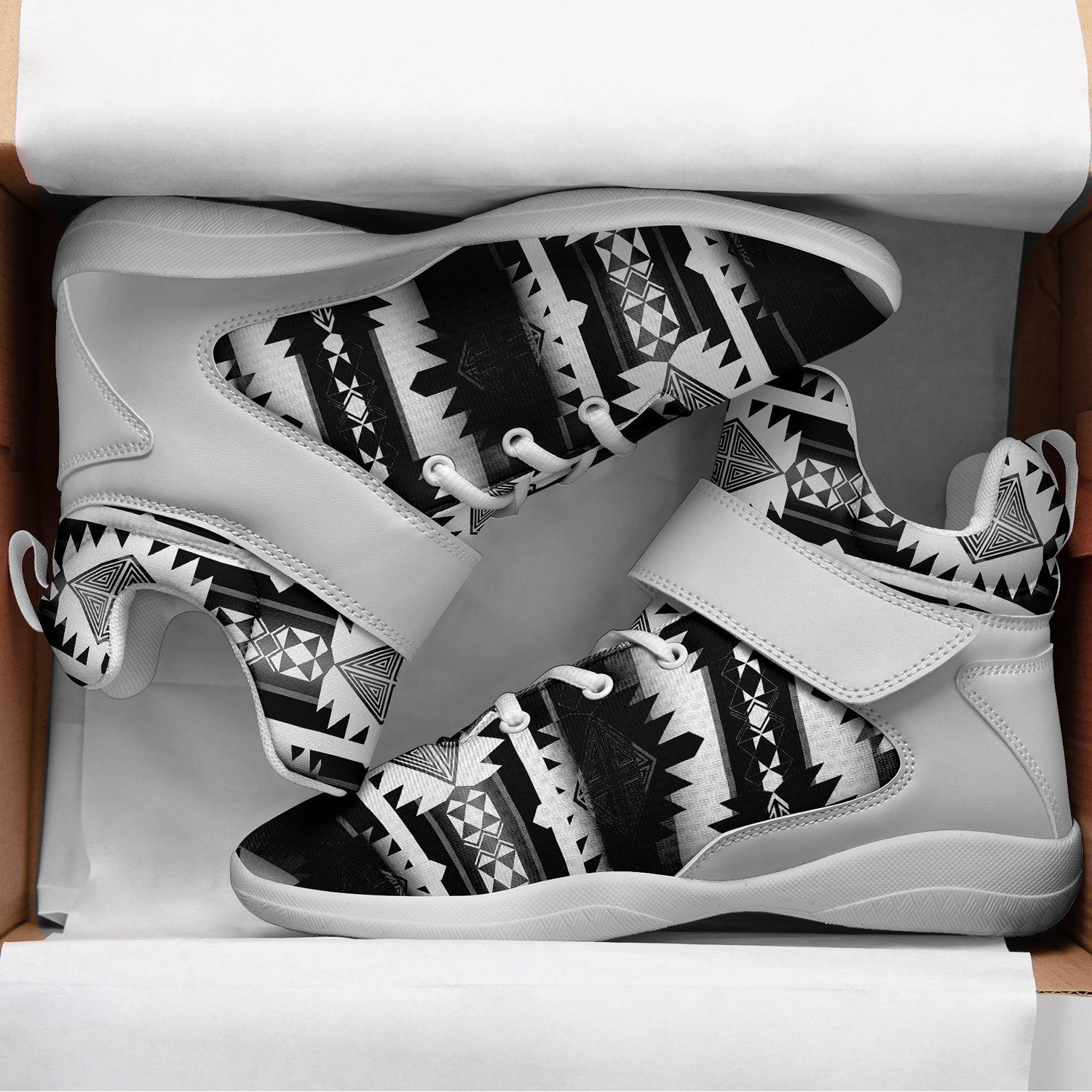 Okotoks Black and White Kid's Ipottaa Basketball / Sport High Top Shoes 49 Dzine