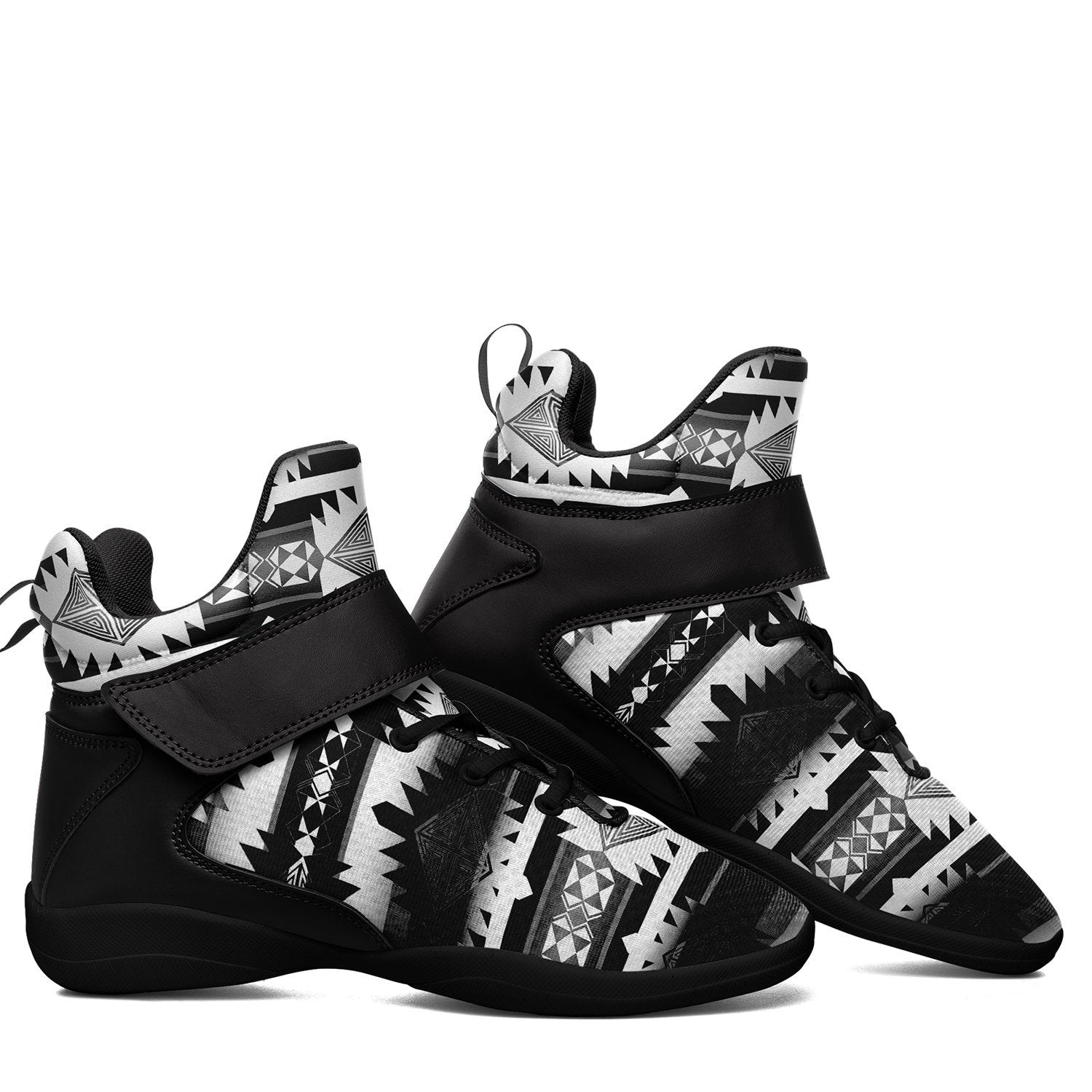 Okotoks Black and White Kid's Ipottaa Basketball / Sport High Top Shoes 49 Dzine