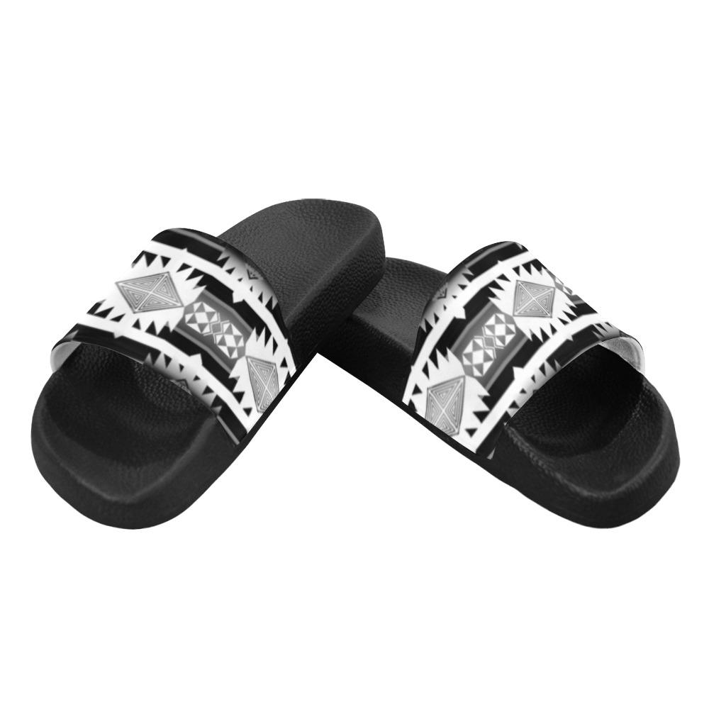 Okotoks Black and White Men's Slide Sandals (Model 057) Men's Slide Sandals (057) e-joyer