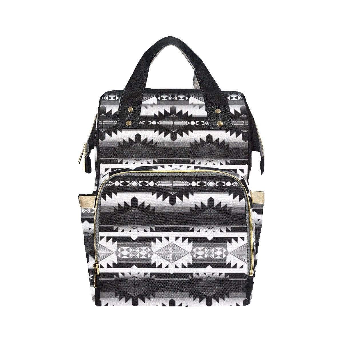 Okotoks Black and White Multi-Function Diaper Backpack (Model 1688) Diaper Backpack (1688) e-joyer