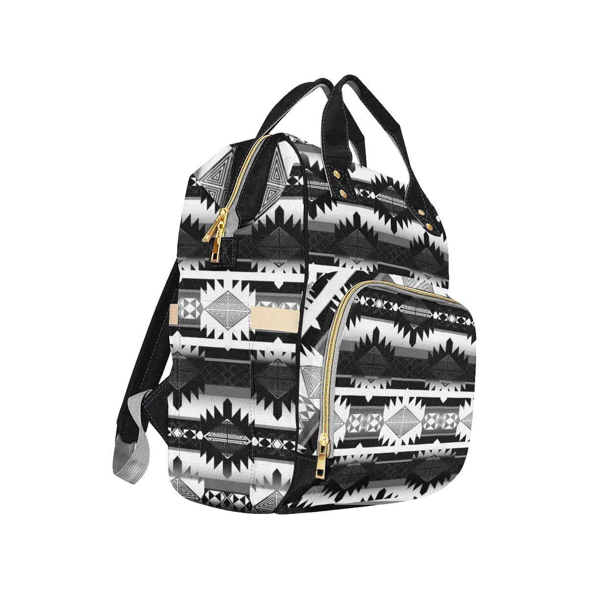 Okotoks Black and White Multi-Function Diaper Backpack (Model 1688) Diaper Backpack (1688) e-joyer