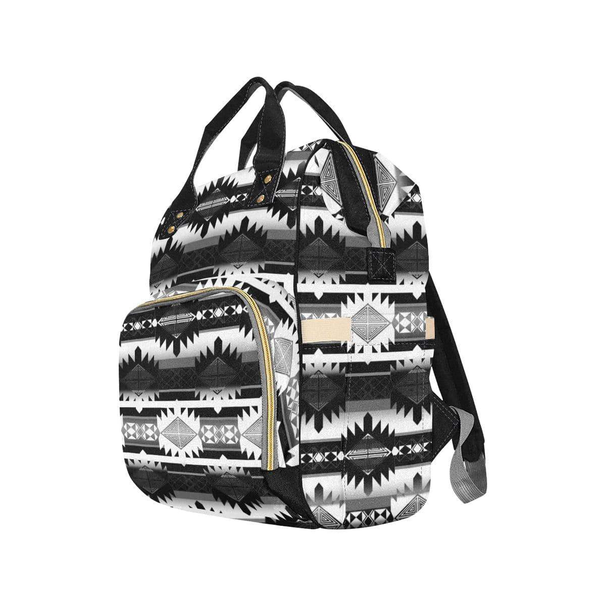 Okotoks Black and White Multi-Function Diaper Backpack (Model 1688) Diaper Backpack (1688) e-joyer