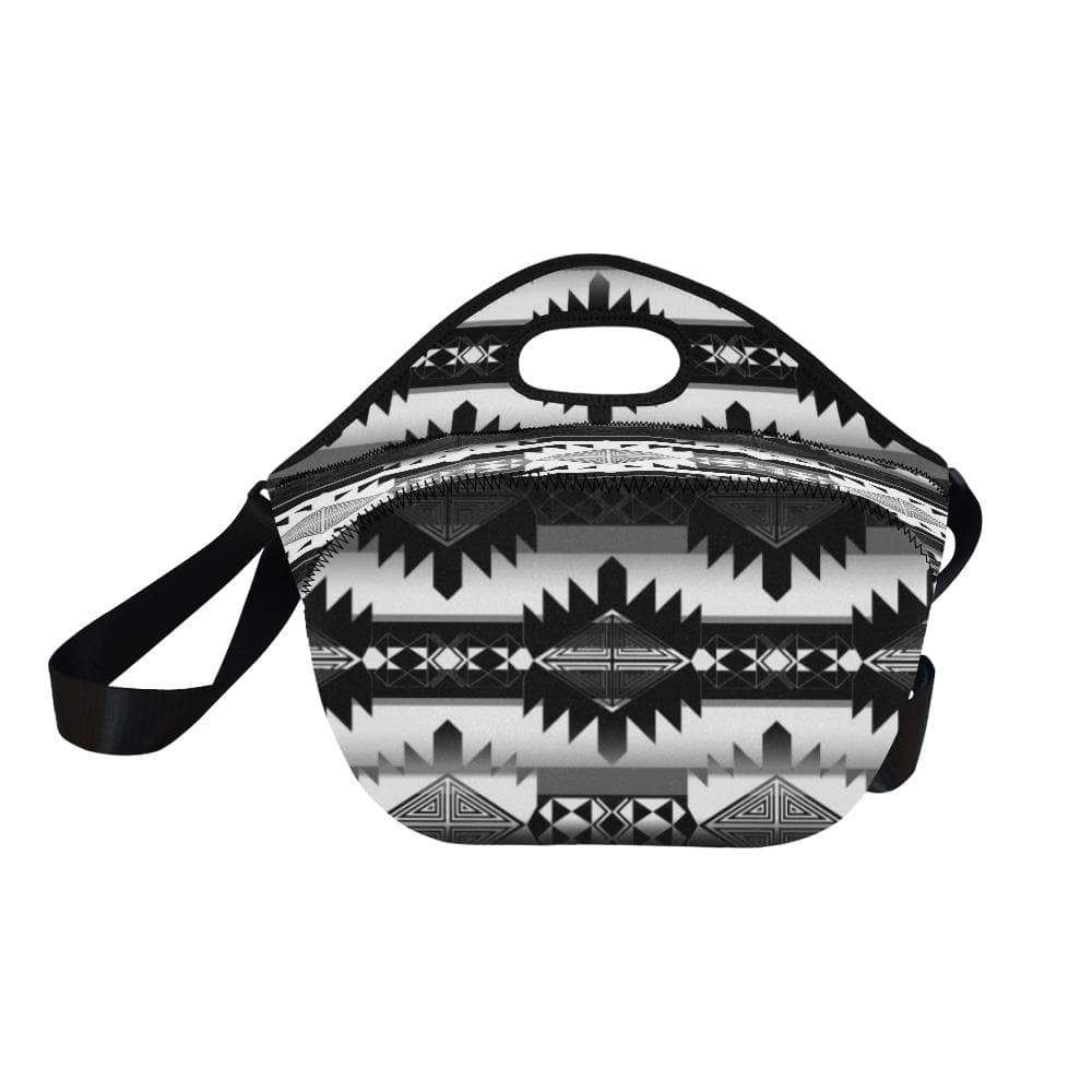 Okotoks Black and White Neoprene Lunch Bag/Large (Model 1669) Neoprene Lunch Bag/Large (1669) e-joyer