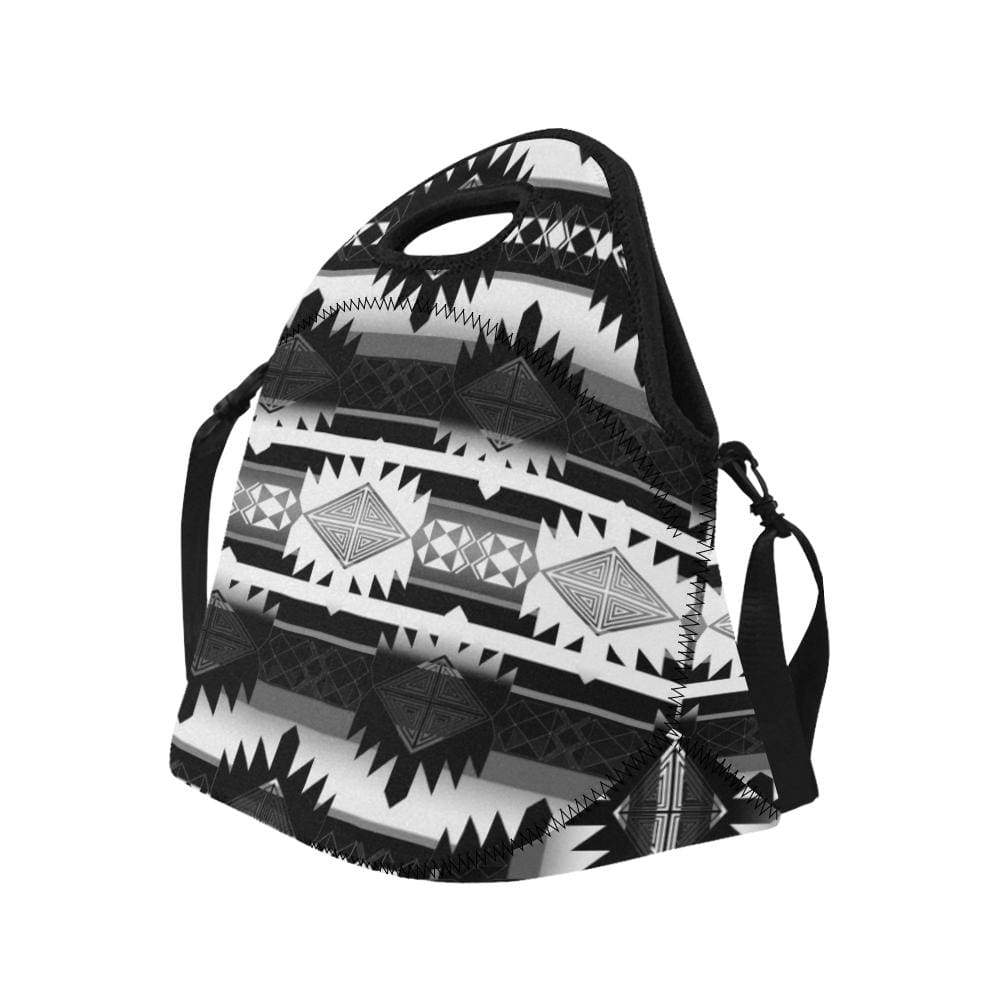 Okotoks Black and White Neoprene Lunch Bag/Large (Model 1669) Neoprene Lunch Bag/Large (1669) e-joyer