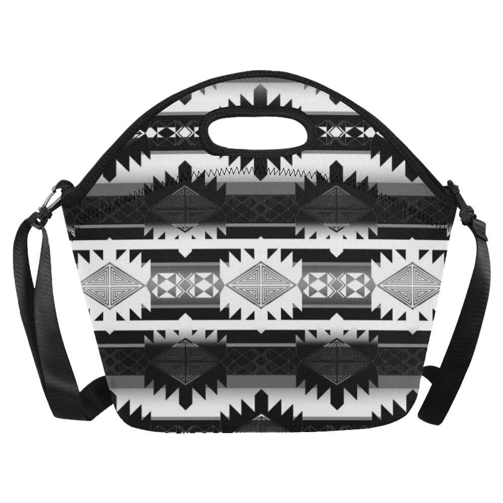 Okotoks Black and White Neoprene Lunch Bag/Large (Model 1669) Neoprene Lunch Bag/Large (1669) e-joyer