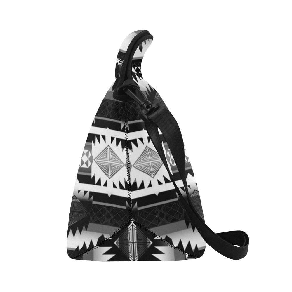 Okotoks Black and White Neoprene Lunch Bag/Large (Model 1669) Neoprene Lunch Bag/Large (1669) e-joyer