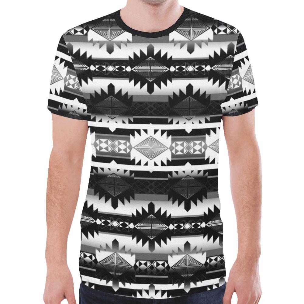 Okotoks Black and White New All Over Print T-shirt for Men (Model T45) New All Over Print T-shirt for Men (T45) e-joyer