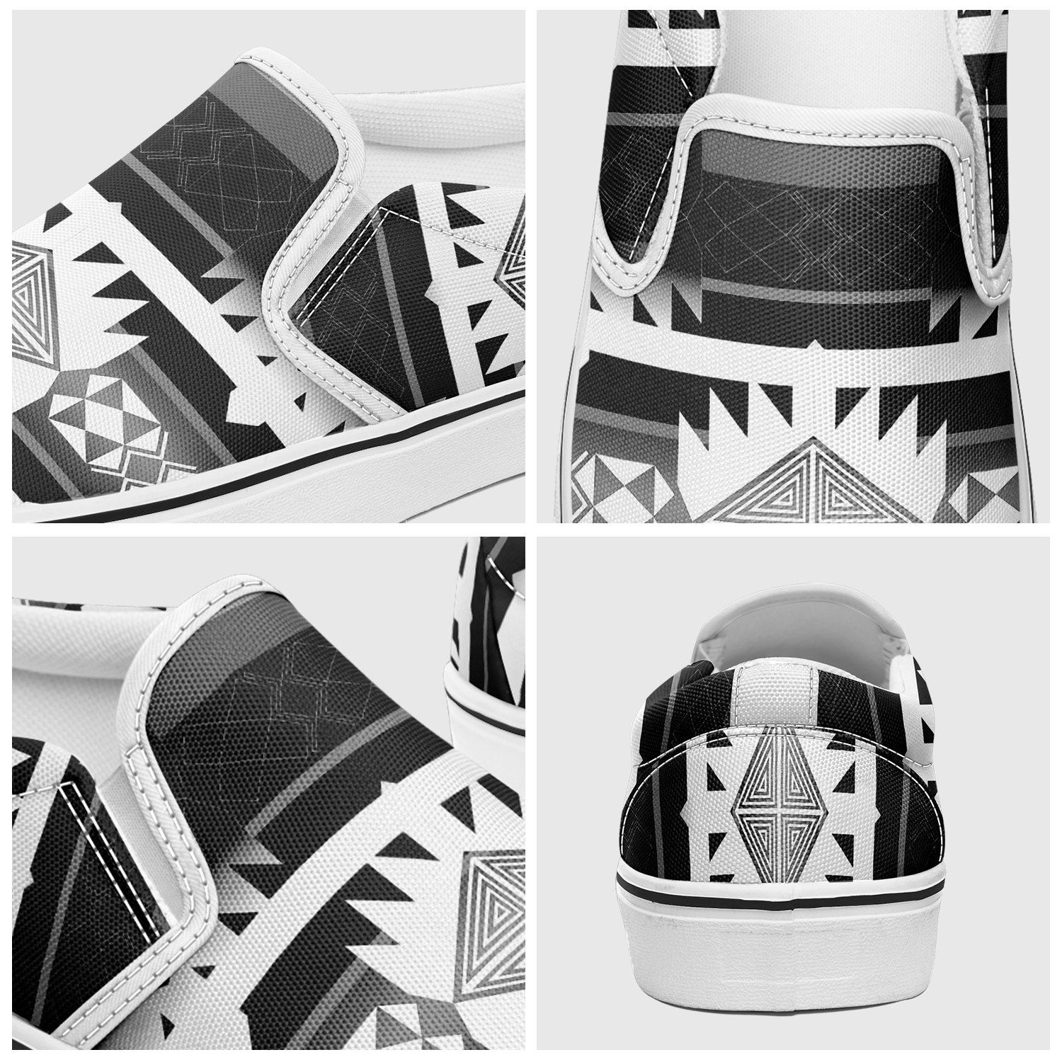 Okotoks Black and White Otoyimm Canvas Slip On Shoes 49 Dzine