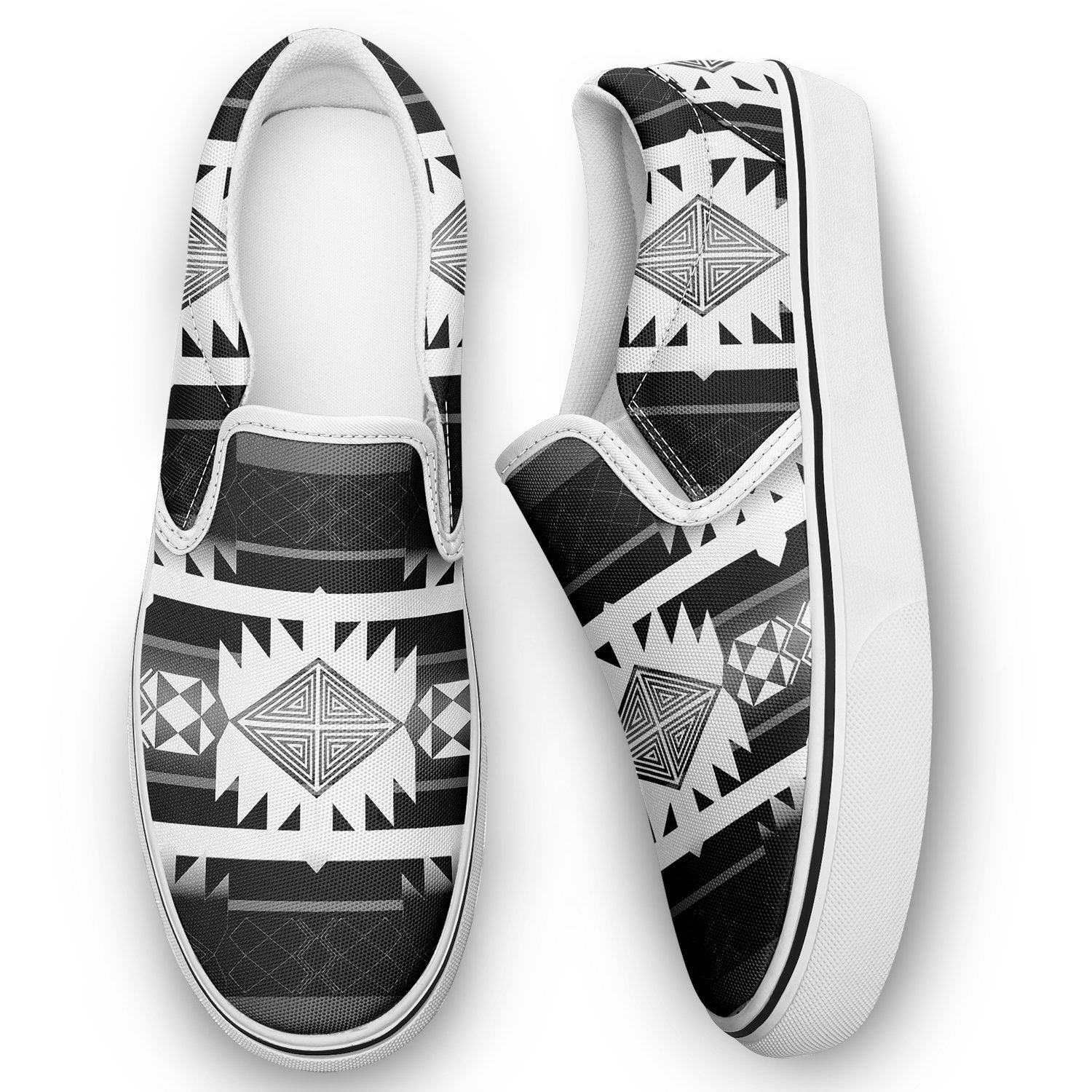 Okotoks Black and White Otoyimm Canvas Slip On Shoes 49 Dzine