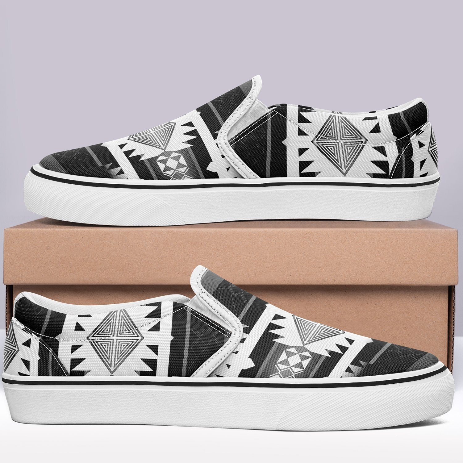 Okotoks Black and White Otoyimm Canvas Slip On Shoes 49 Dzine
