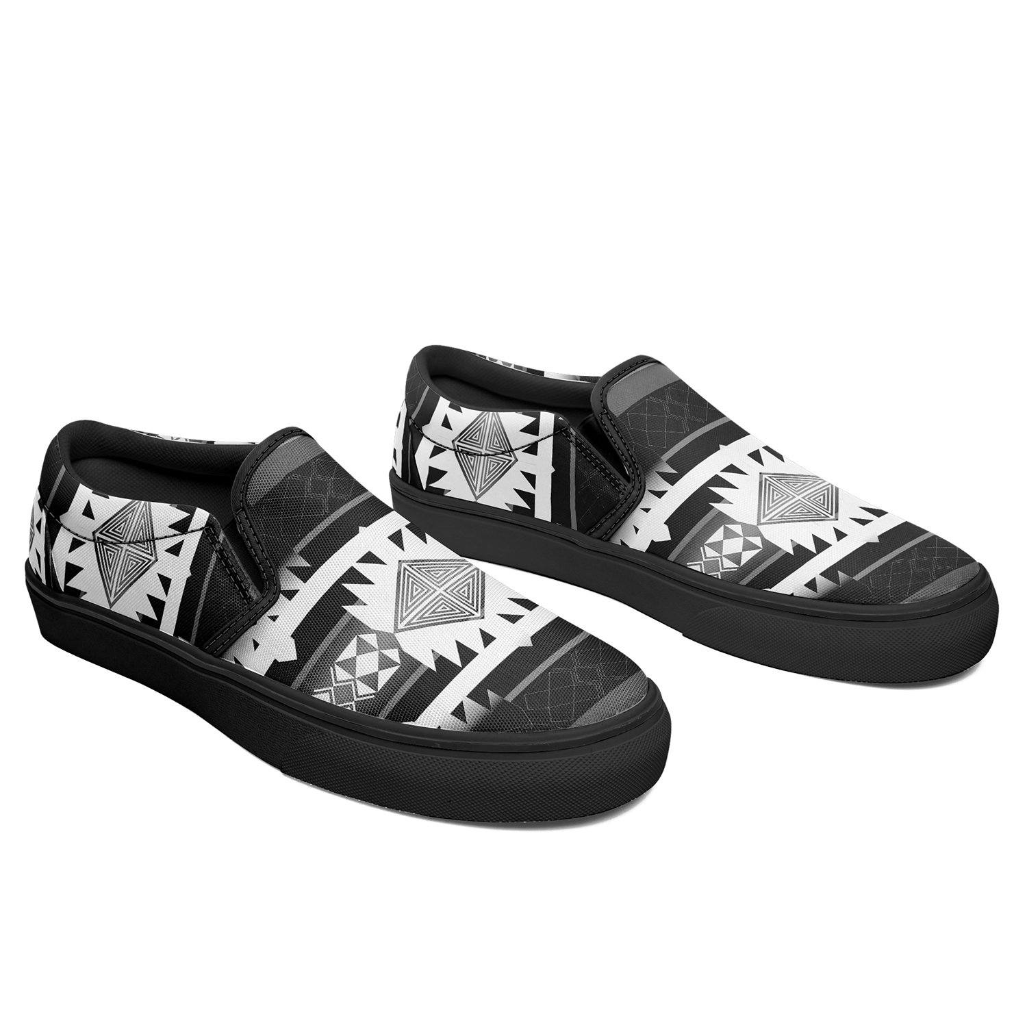Okotoks Black and White Otoyimm Canvas Slip On Shoes 49 Dzine